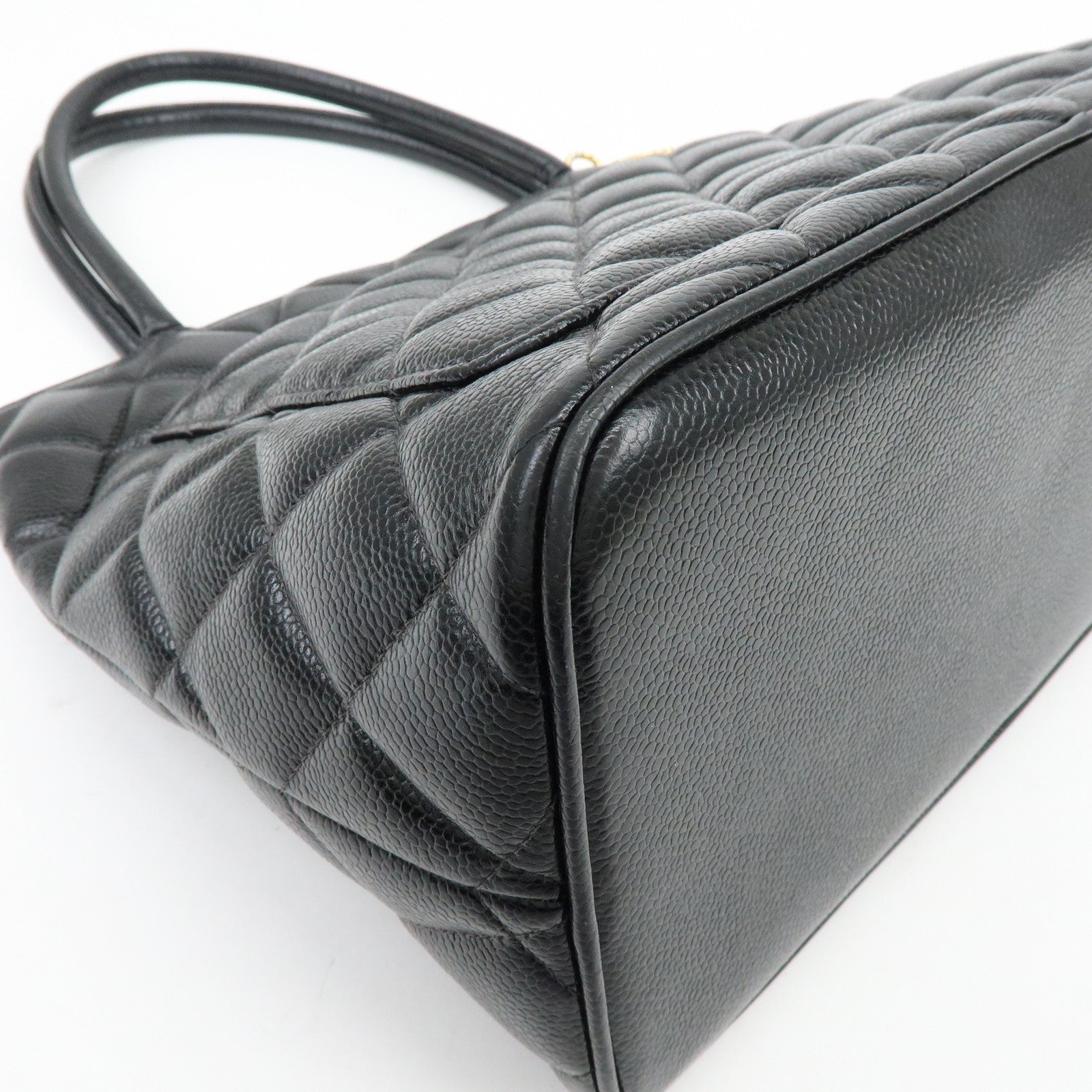 CHANEL Matelasse COCO Mark Medallion Tote Bag Hand Bag Black A01804
