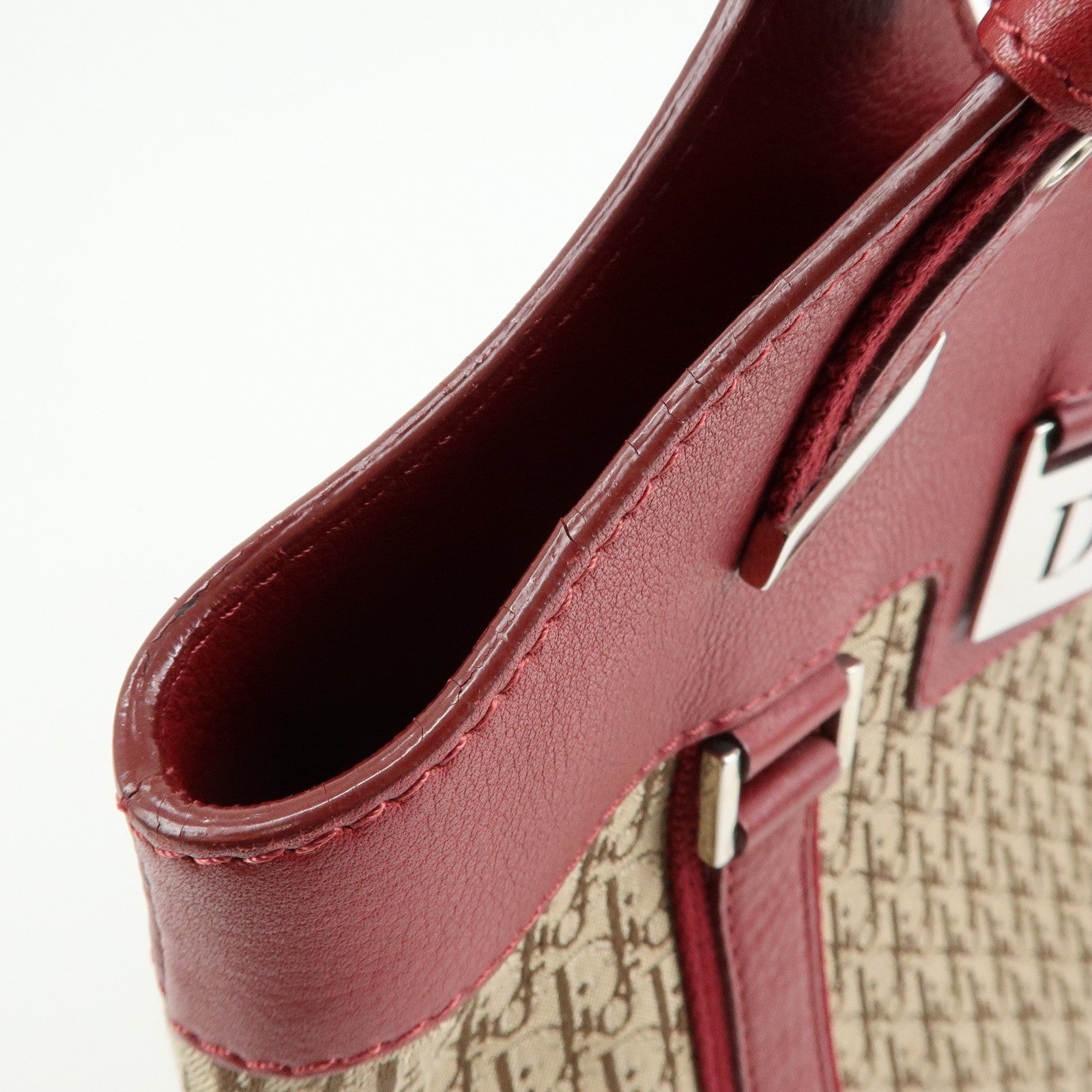 Christian Dior Street Chic Trotter Jaquard Canvas Leather Hand Bag