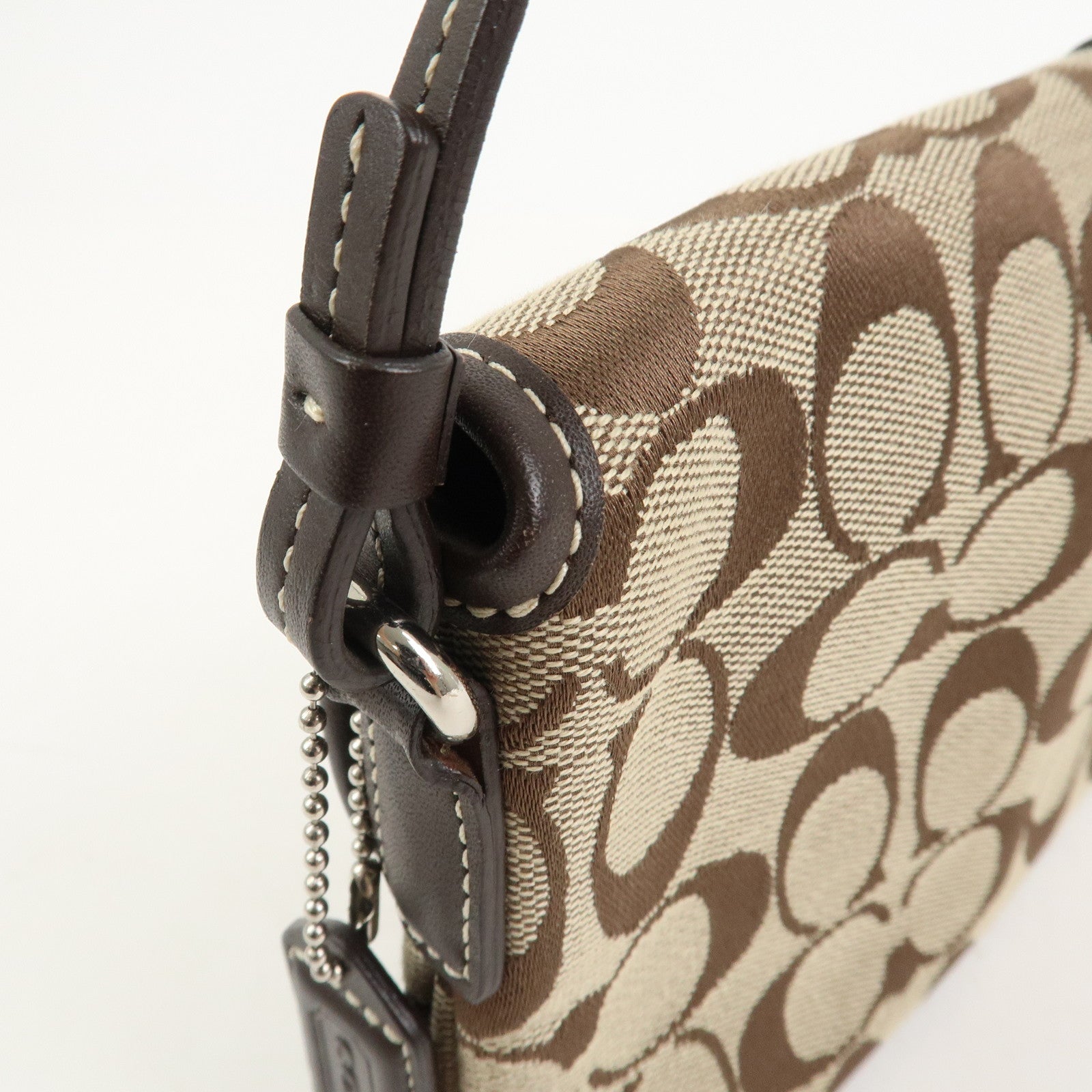 COACH Signature Canvas Leather Shoulder Bag Hand Bag Brown