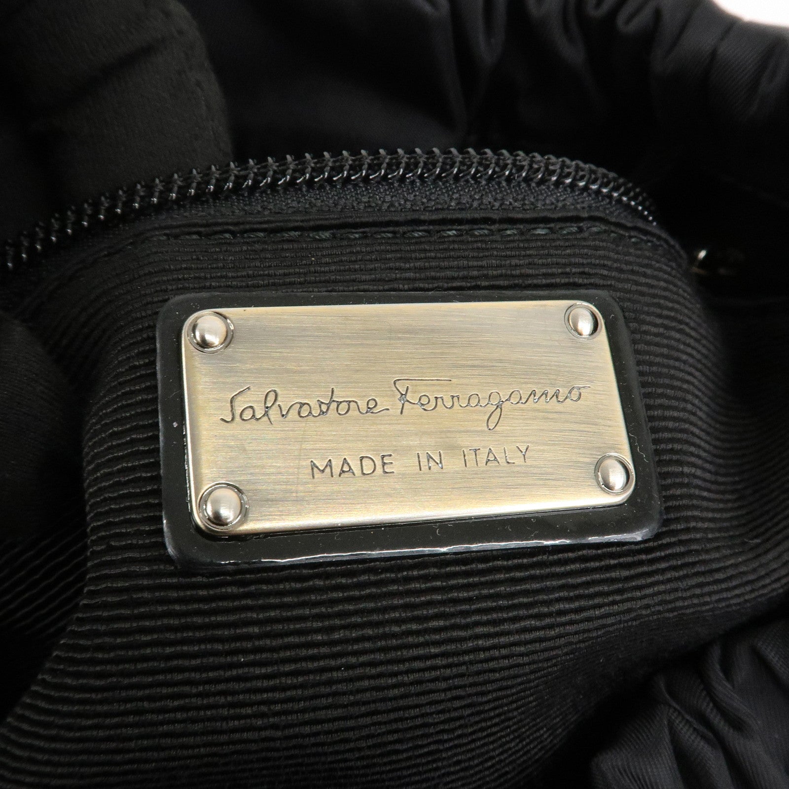 Ferragamo Vara Ribbon Nylon Patent Leather 2Way Hand Shoulder Bag