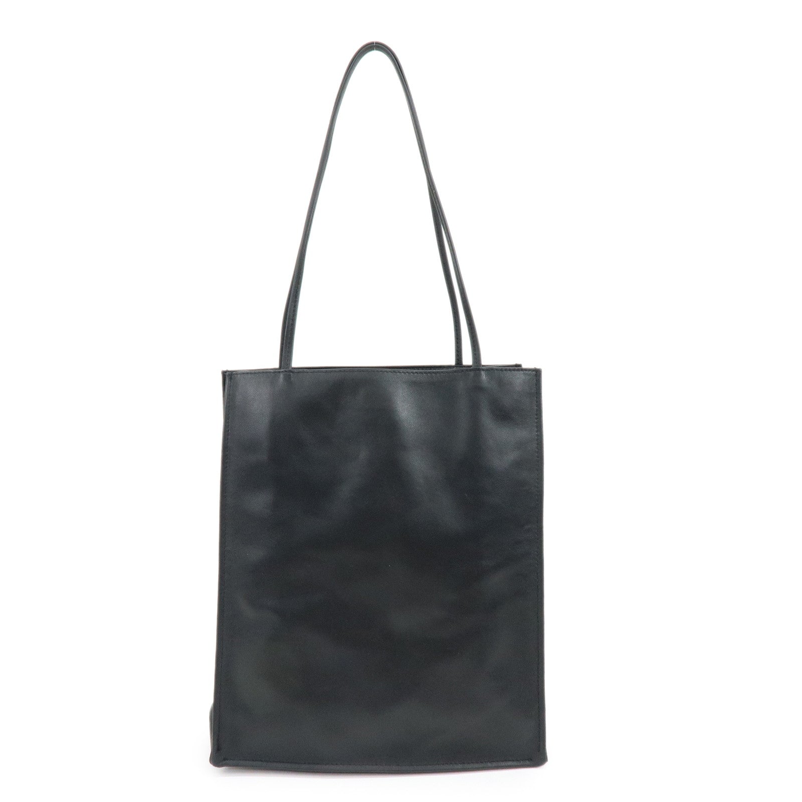 THE ROW To Go Tote Large Lamb Skin Leather Tote Shoulder Bag Black