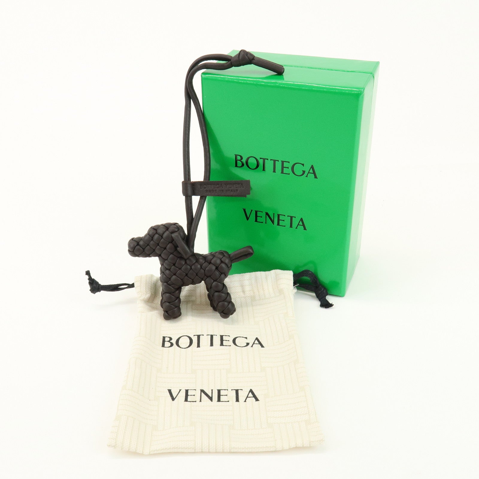 BOTTEGA VENETA Intrecciato Lamb Skin Bag Charm fondente