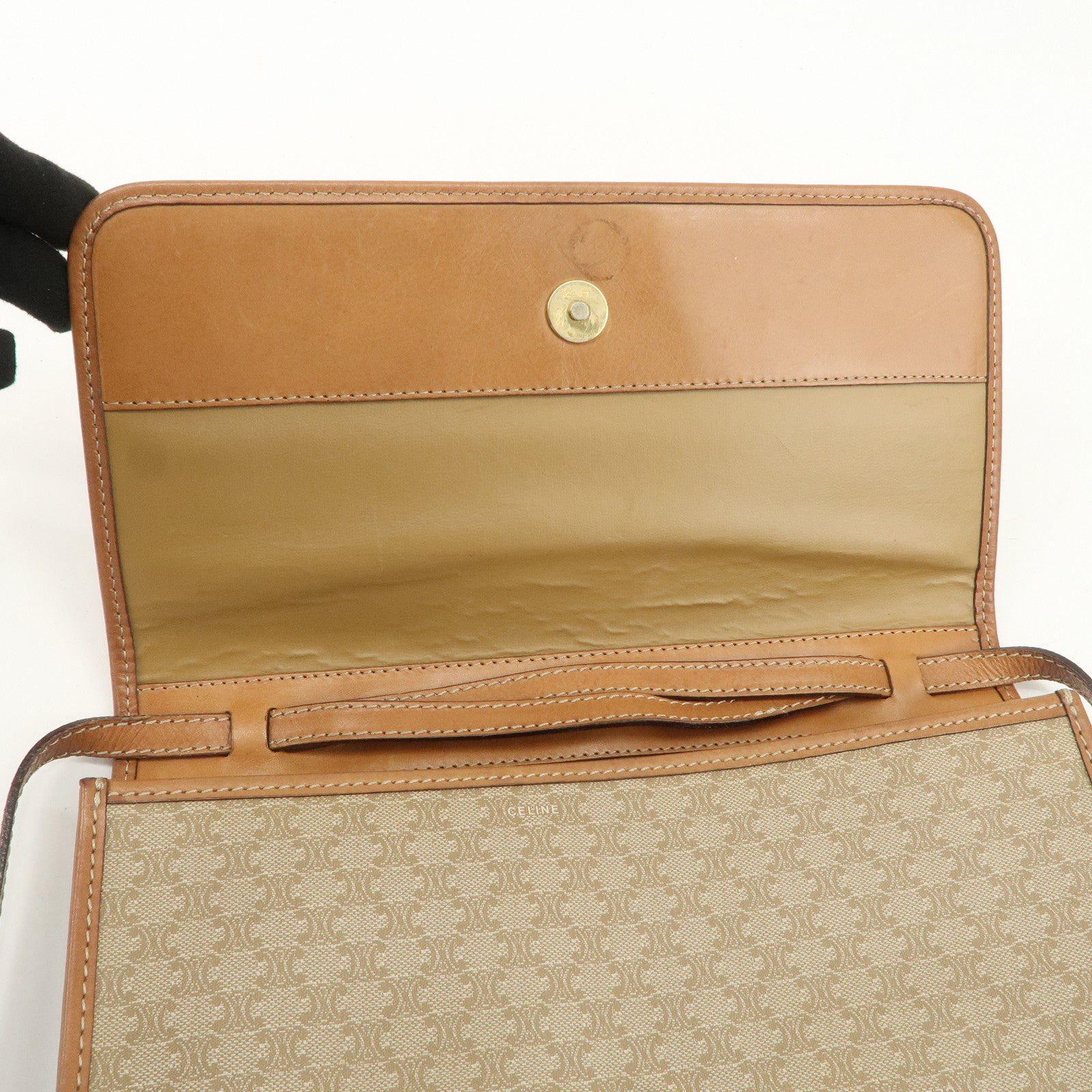 CELINE Macadam PVC Leather 2Way Bag Shoulder Bag Beige