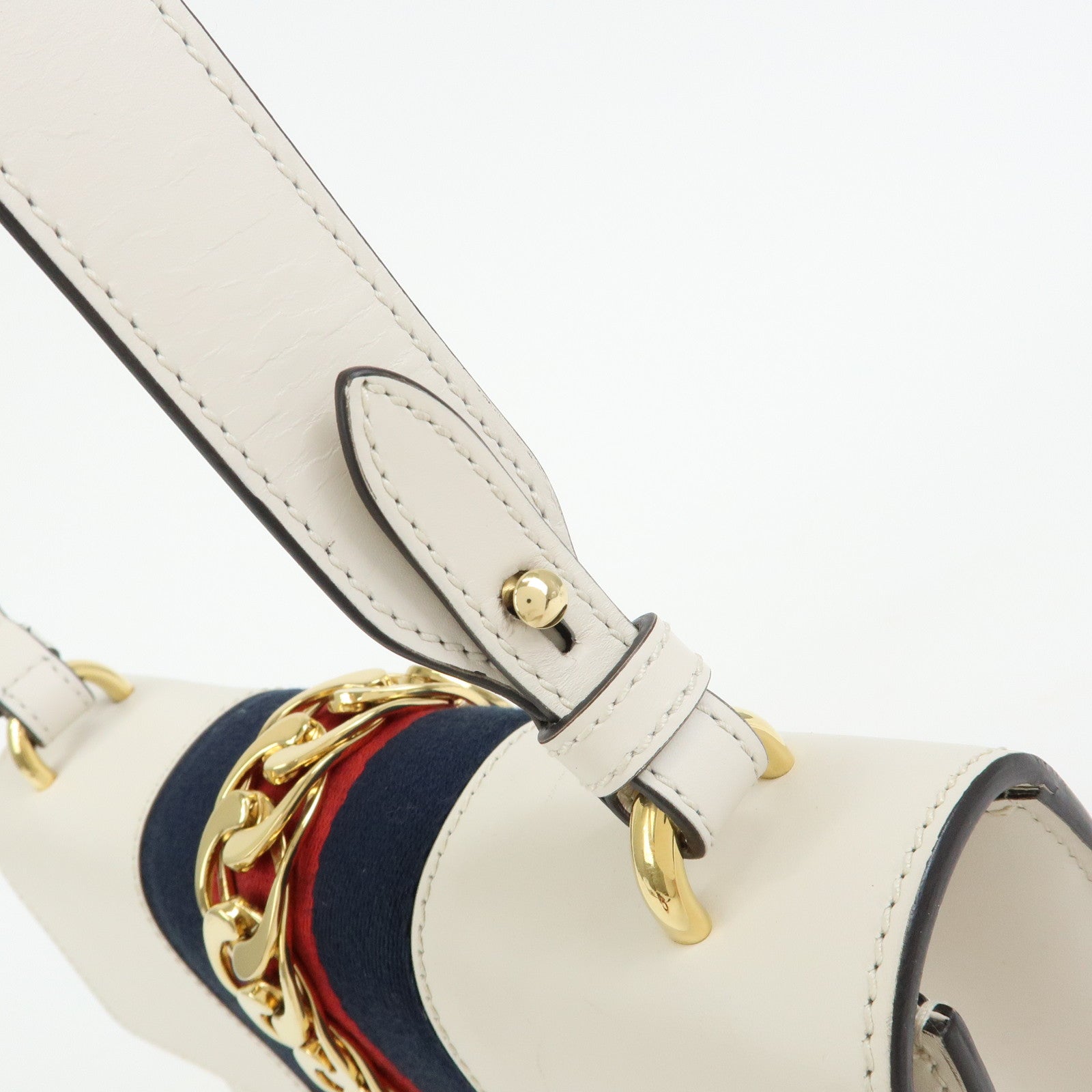 GUCCI Sylvie Sherry Leather Shoulder Bag Crossbody Bag Ivory 421882