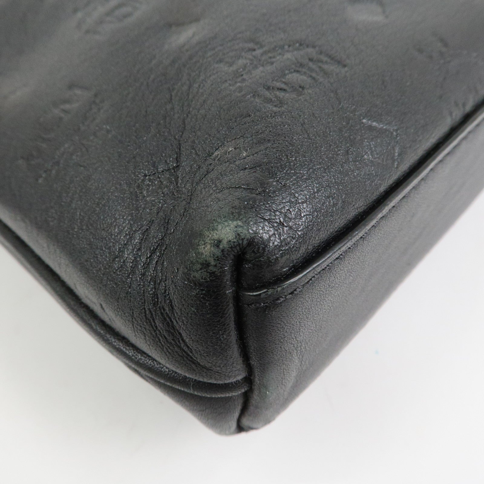 MCM Visetos Embossed Leather Shoulder Bag Crossbody Bag Black