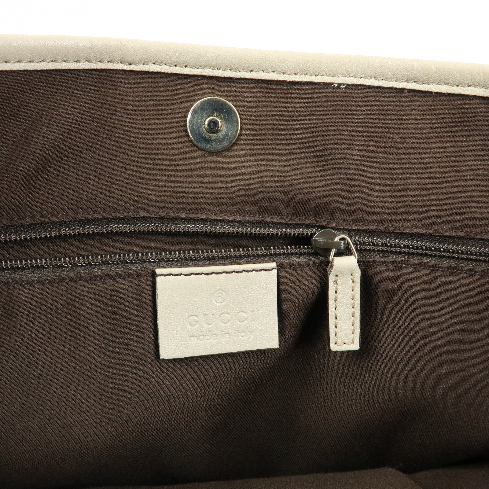 GUCCI Interlocking G GG Canvas Leather Tote Bag Beige White 169946