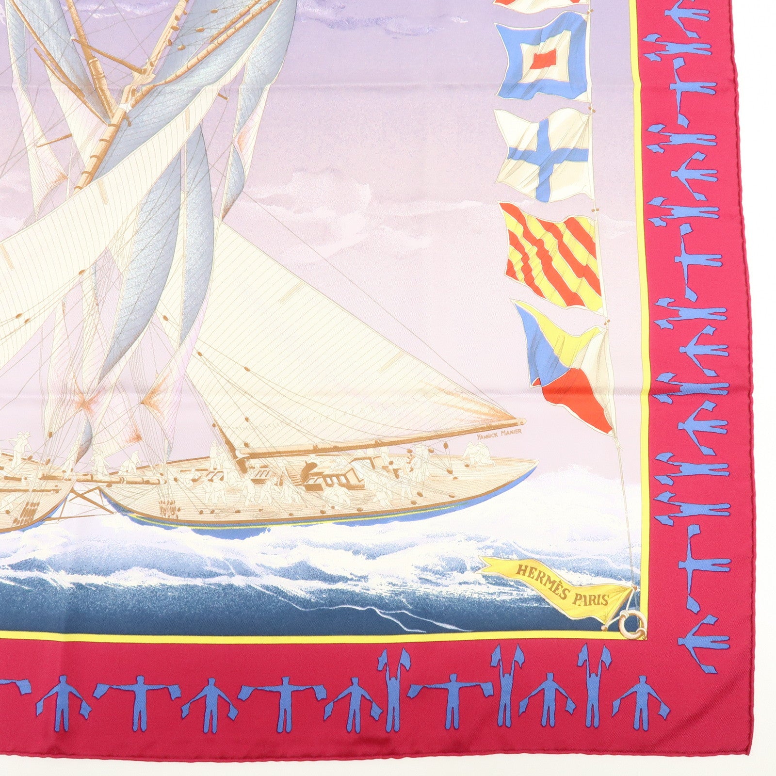 HERMES Carre 90 Silk 100% EN COURSE Scarf Purple