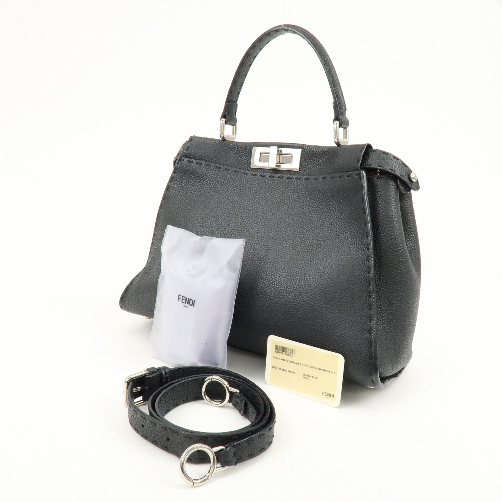 FENDI Selleria Peekaboo Leather 2Way Bag Hand Shoulder Bag 8BN290
