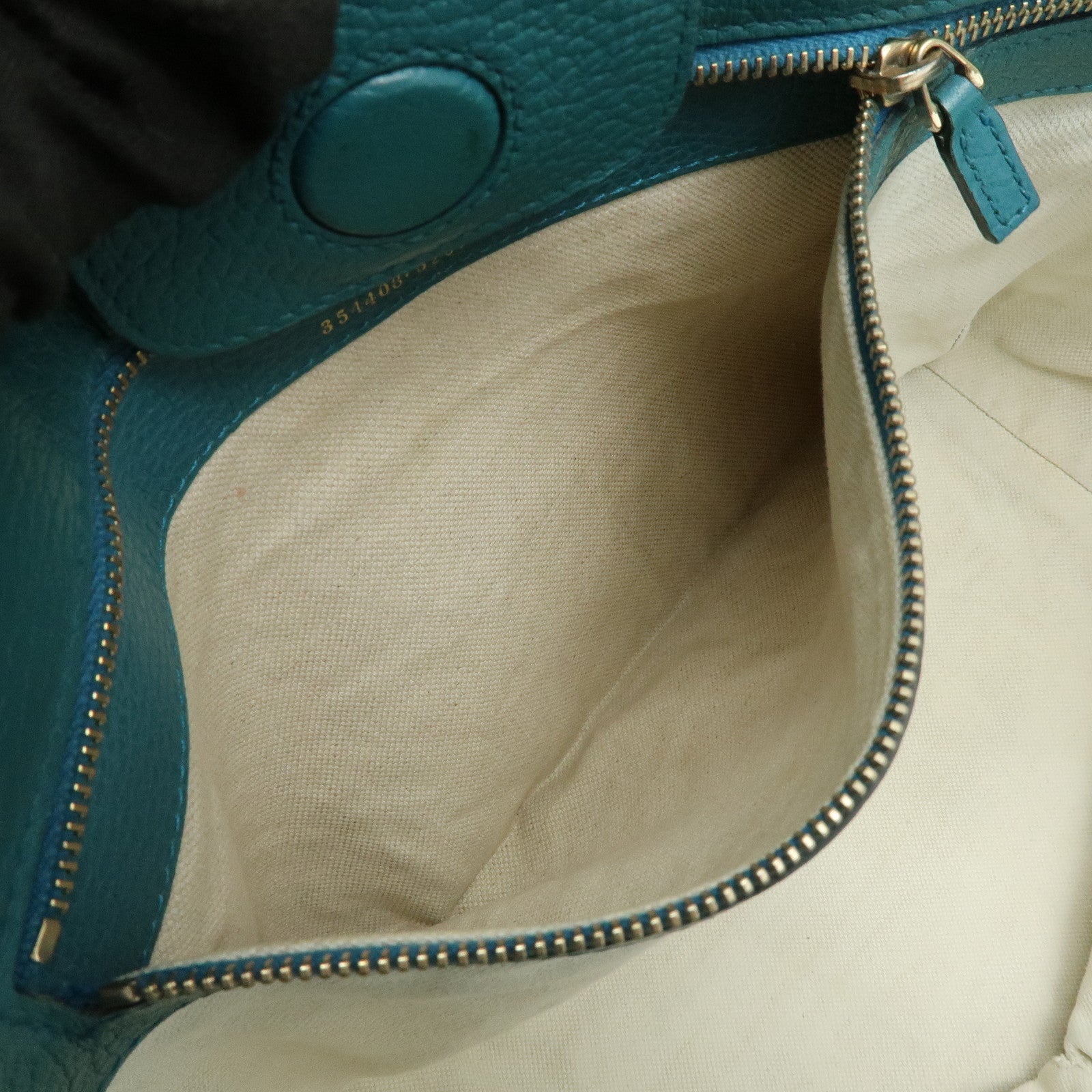 GUCCI Swing Interlocking G Calf Leather Tote Hand Bag Navy 354408