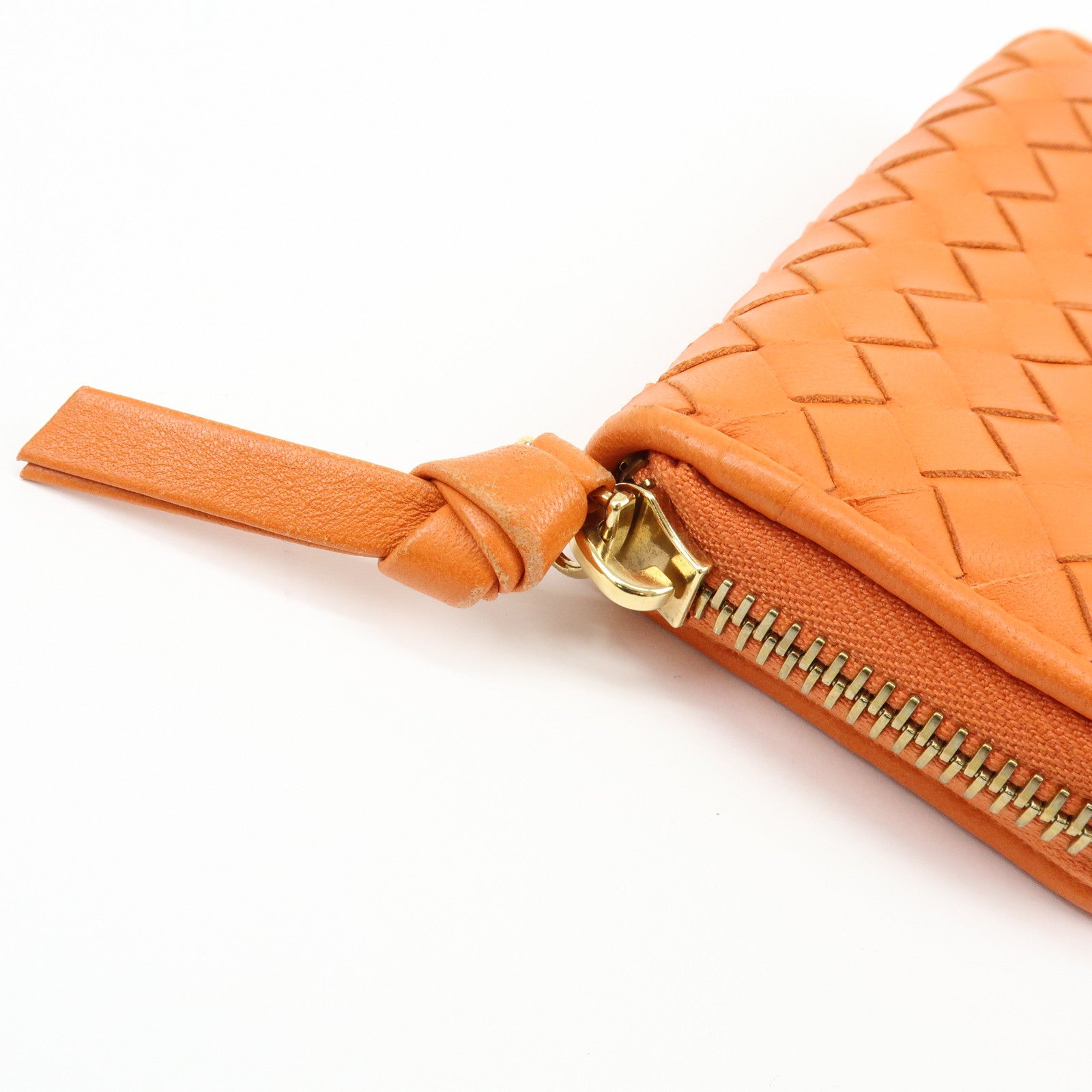 BOTTEGA VENETA Intrecciato Lamb Skin Coin Case Orange 114075