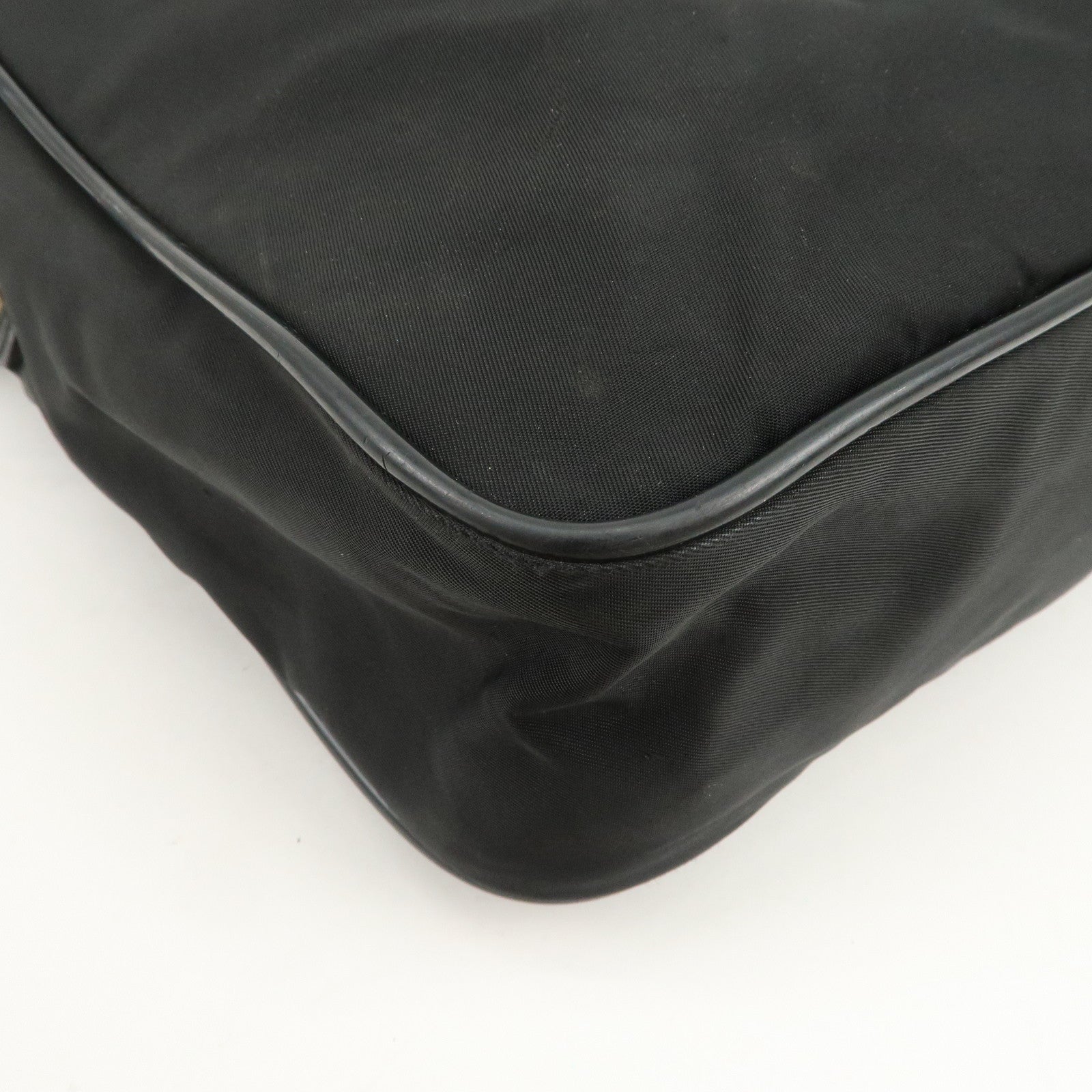 PRADA Logo Nylon Leather Shoulder Bag Crossbody Bag Black BT0421