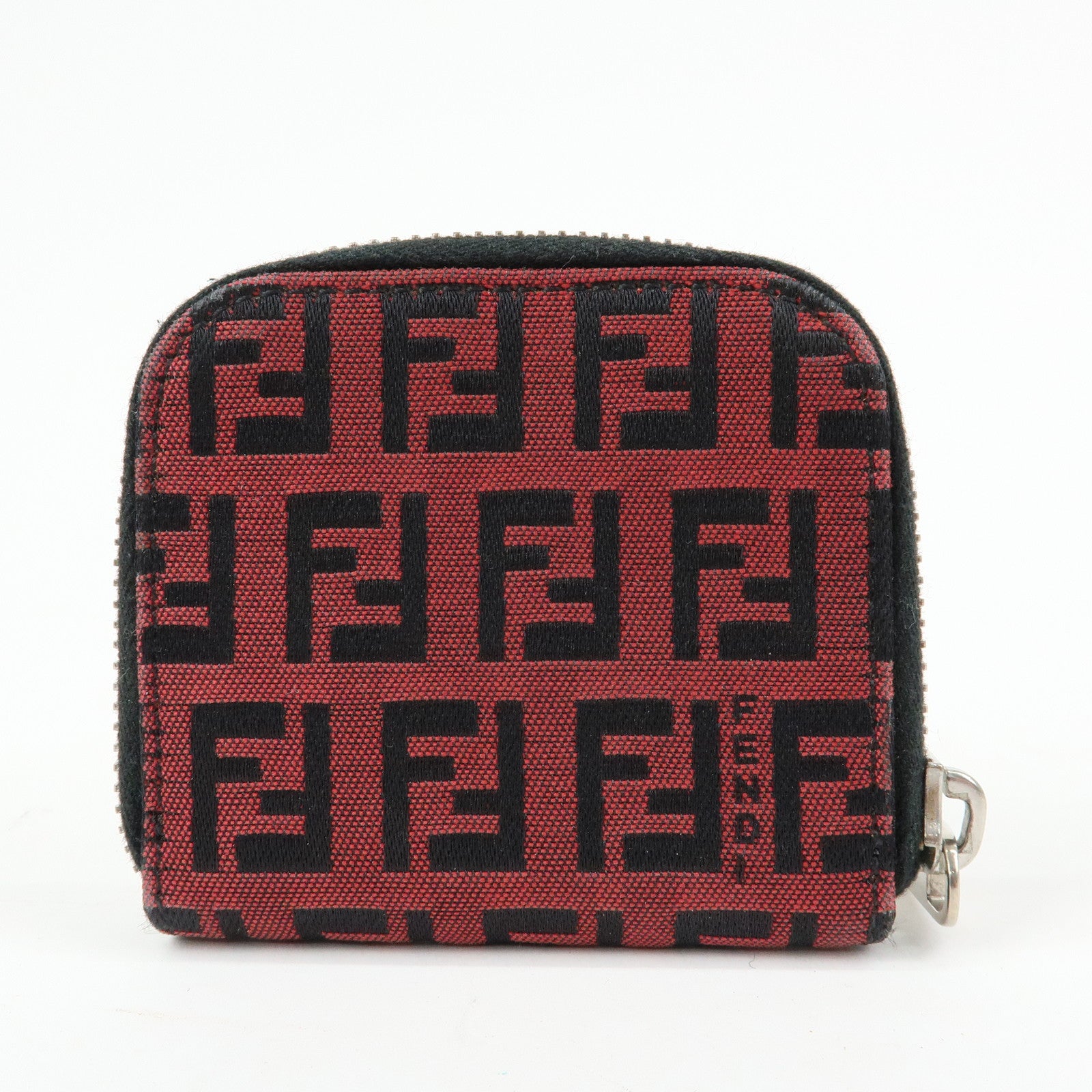 FENDI Zucchino Canvas Coin Case Coin Purse Red