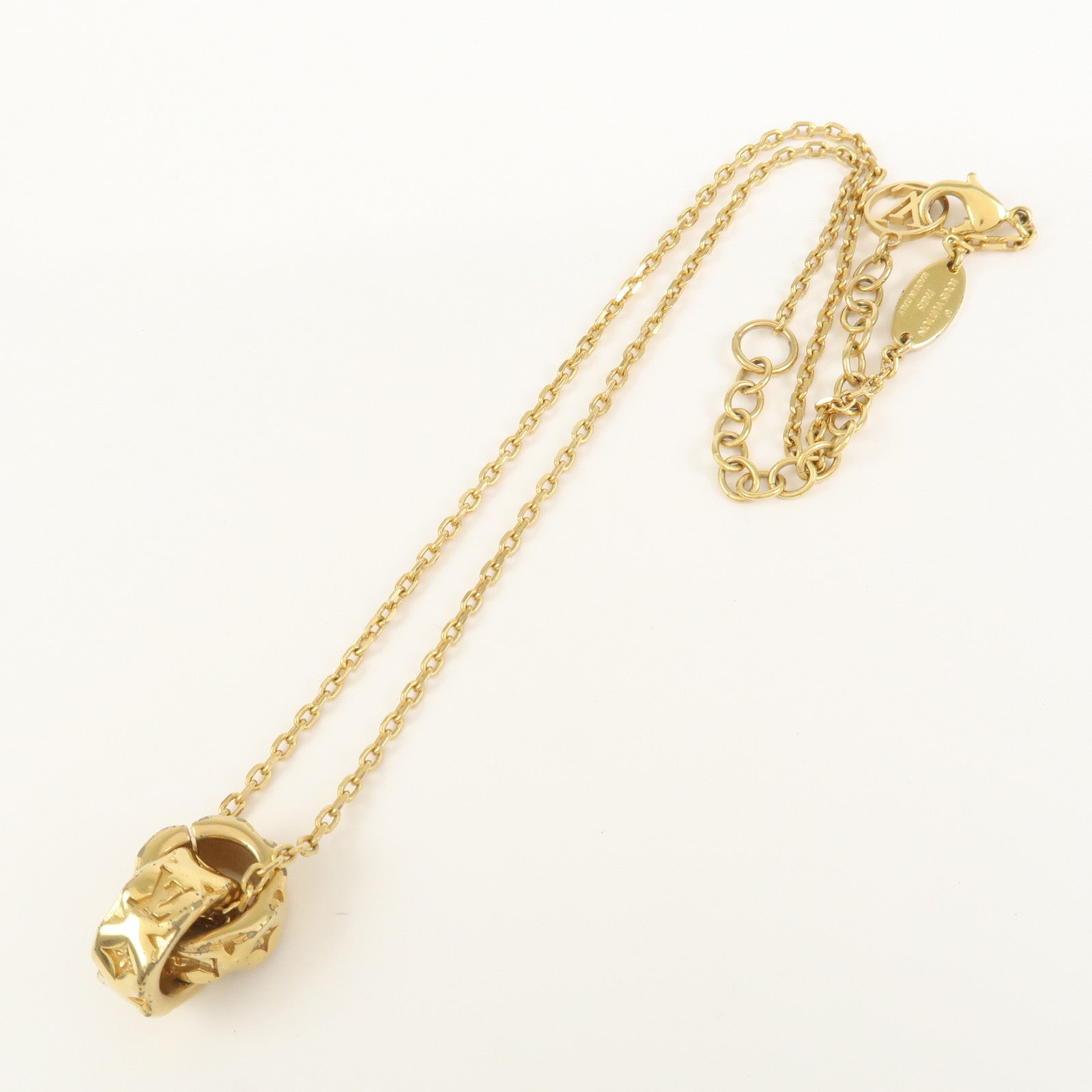 Louis Vuitton Collier Pillow Nanogram Metal Gold Necklace M00782