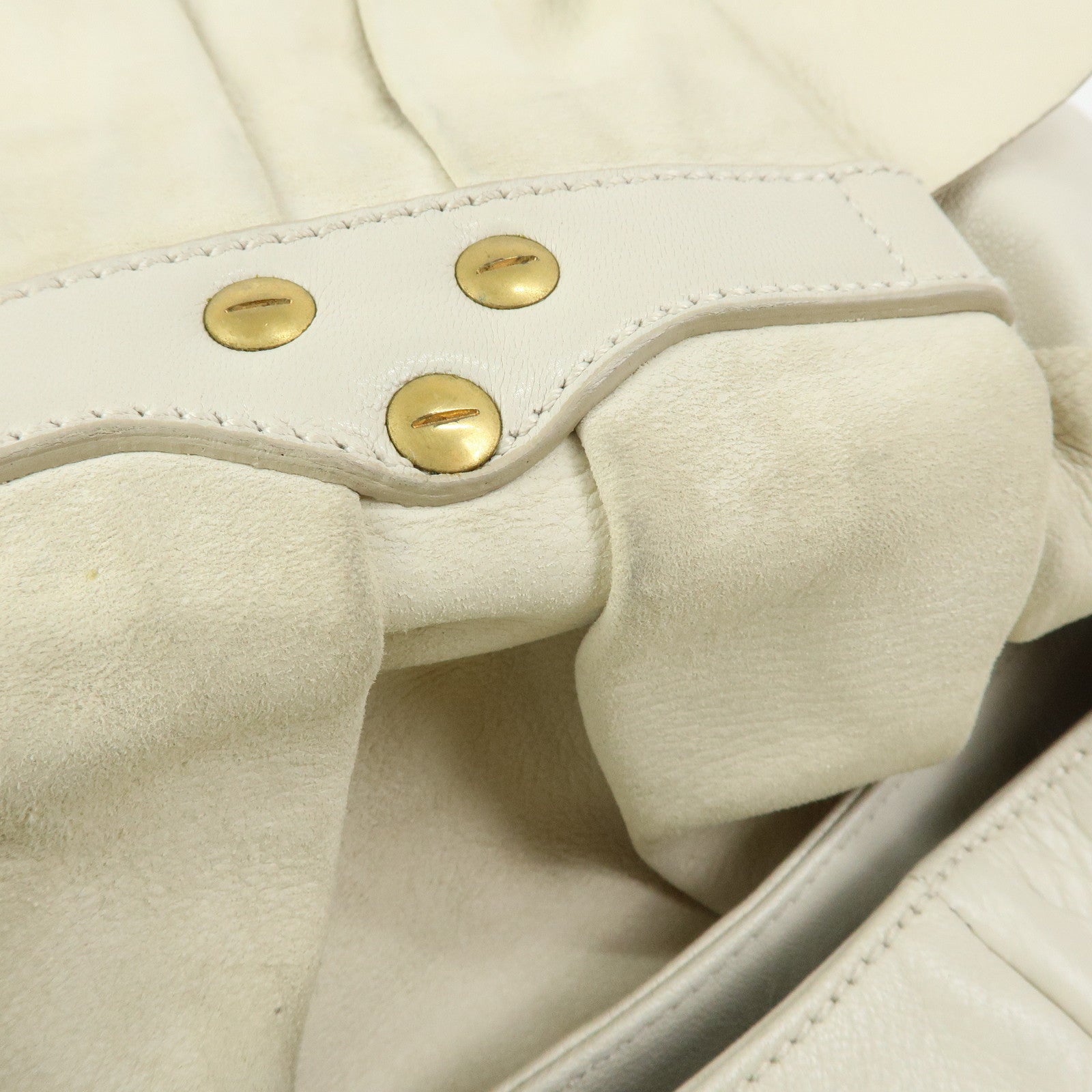 SAINT LAURENT PARIS YSL Ribbon Leather Shoulder Bag Ivory 151216