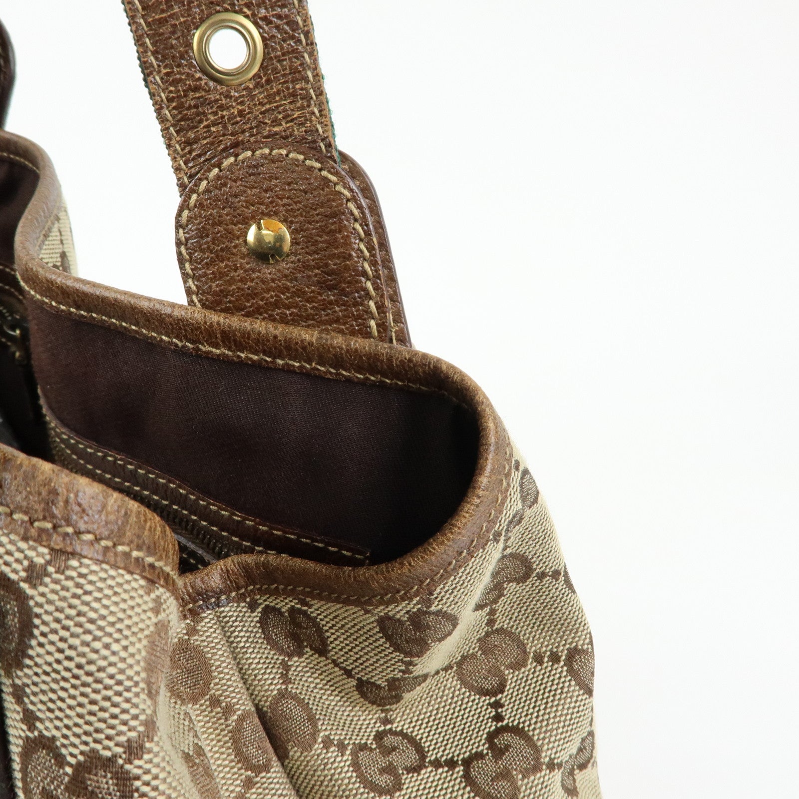 GUCCI Sherry GG Canvas Tote Bag Hand Bag Beige Brown 144186