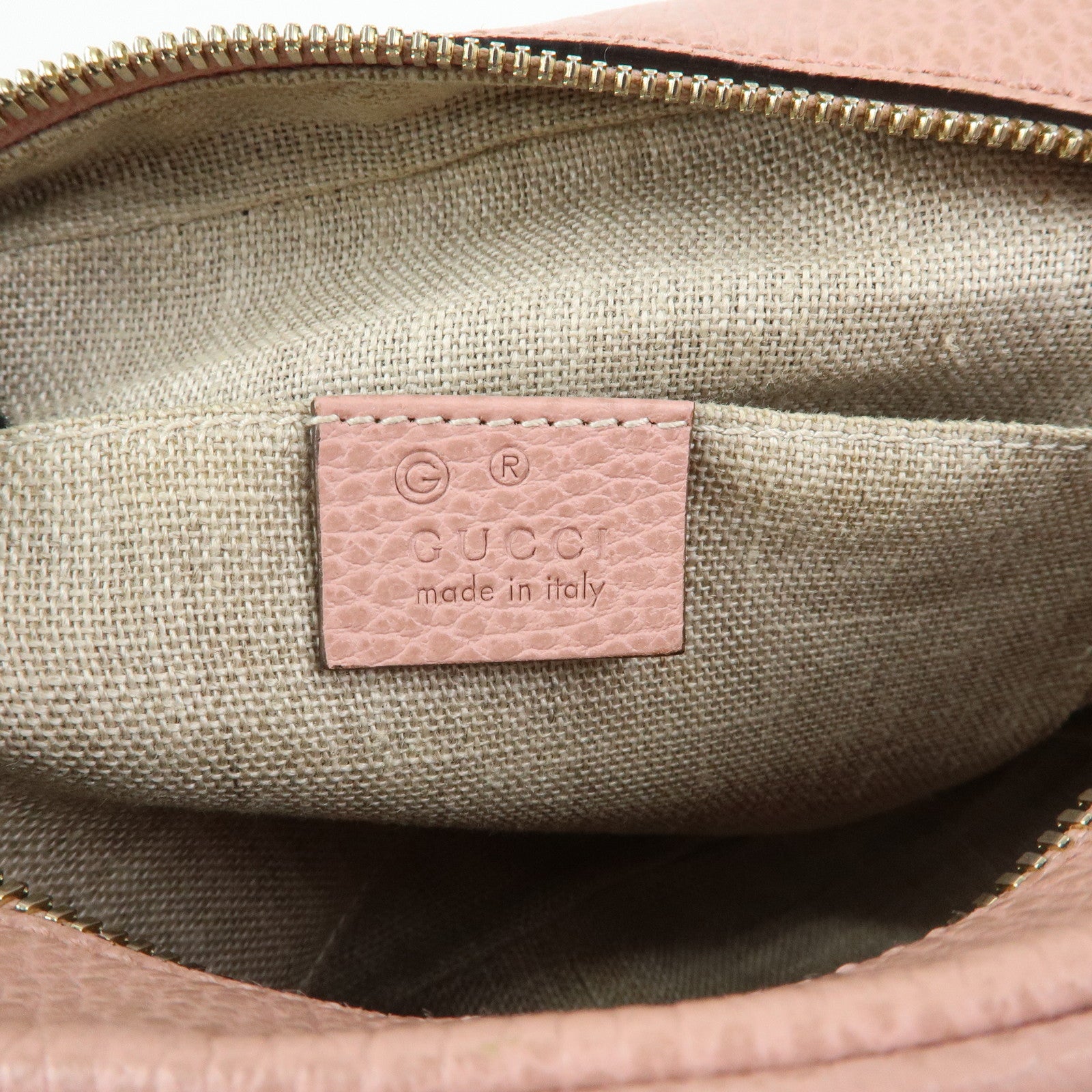 GUCCI GG Canvas Leather Shoulder Crossbody Bag Beige Pink 449413