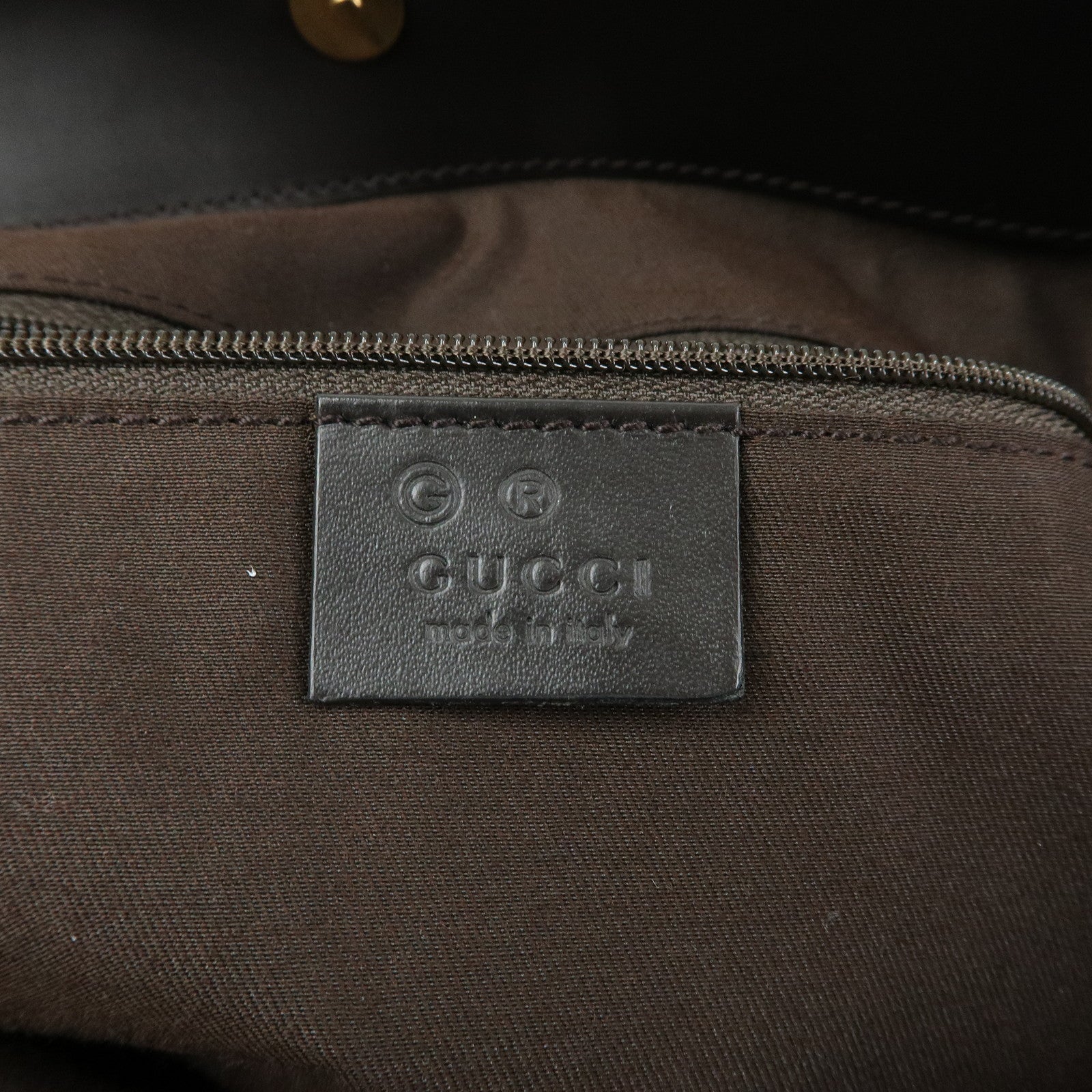 GUCCI GG Nylon Leather Chain Tote Bag Shoulder Bag Brown 196750