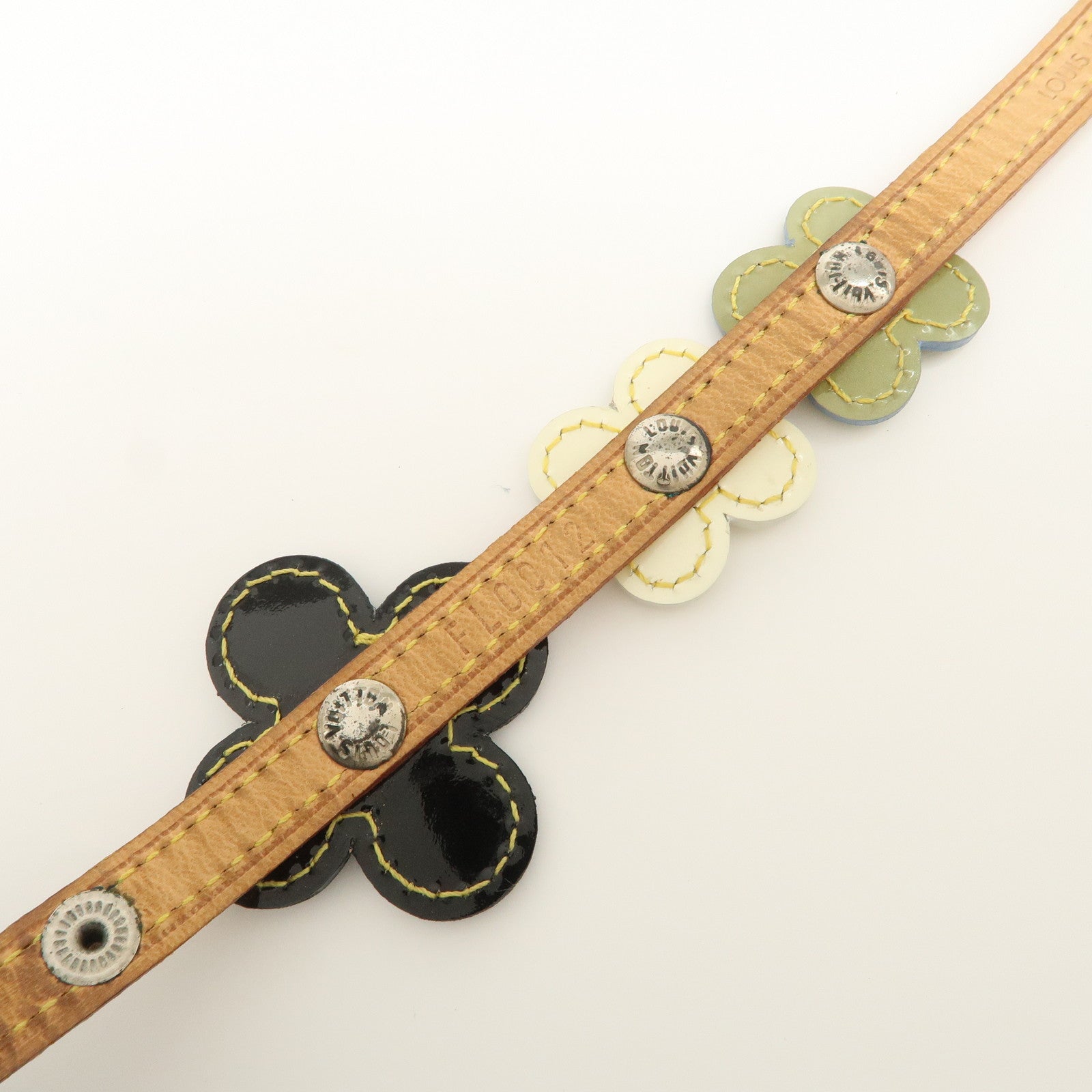 Louis Vuitton Nume Leather Vernis Lethear Flower Lexington Choker Bracelet Natural M92252
