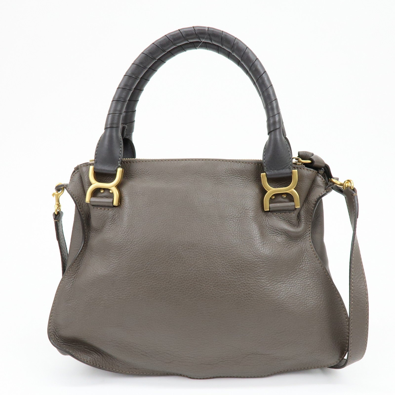 Chloe Marcie Leather 2Way Bag Shoulder Bag Hand Bag Greige