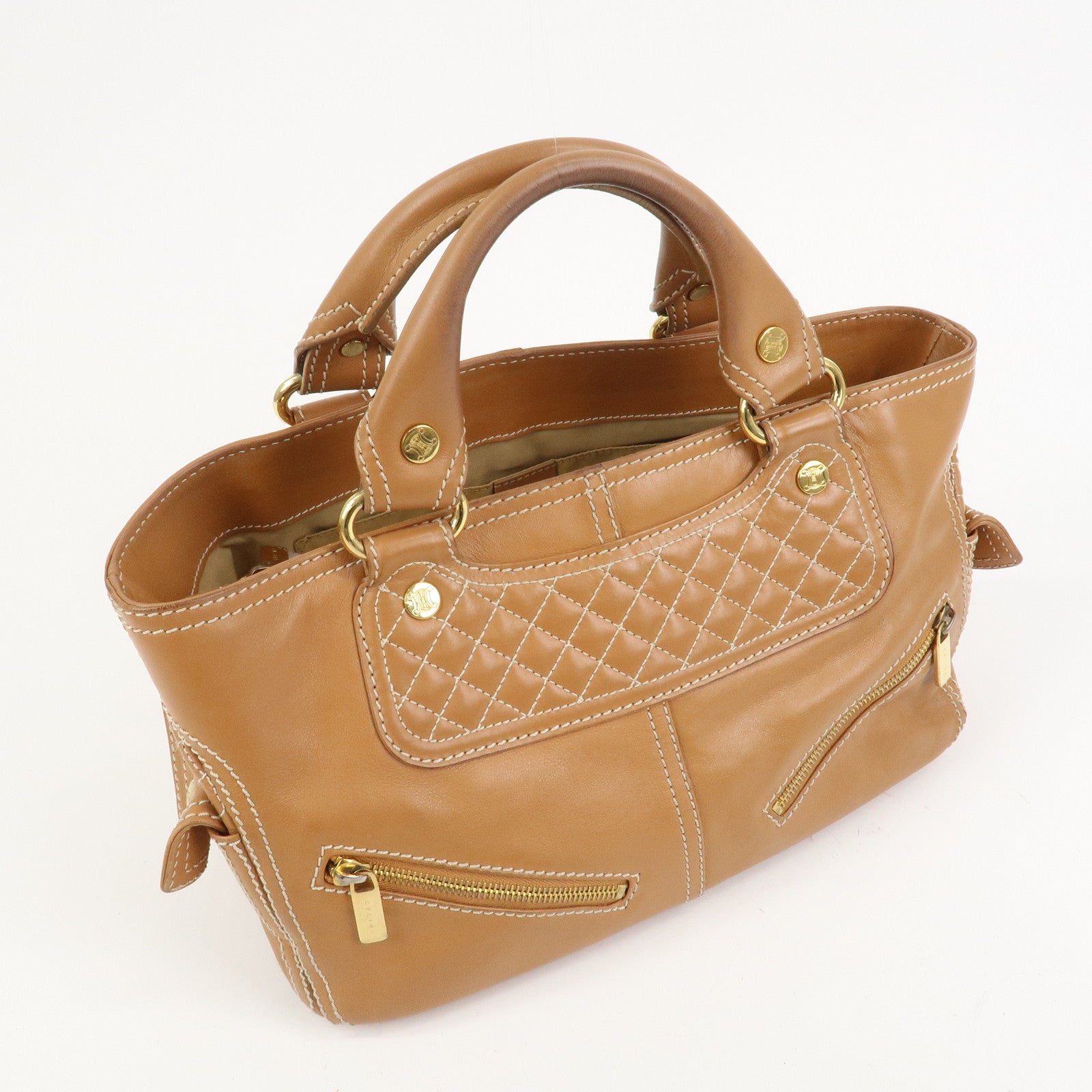 CELINE Macadam Leather Boogie Bag Hand Bag Tote Bag Brown