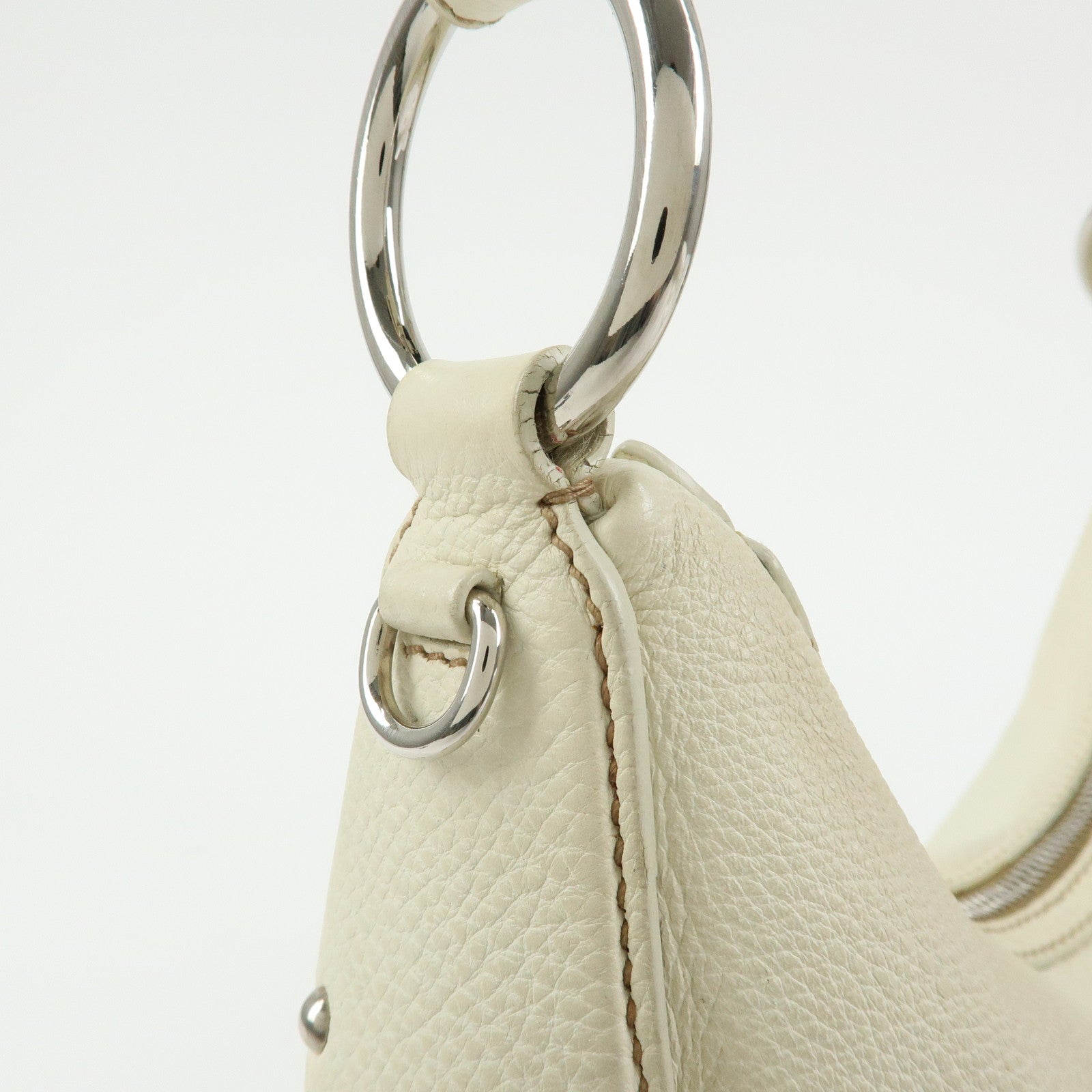 PRADA Logo Leather Hand Bag Shoulder Bag White