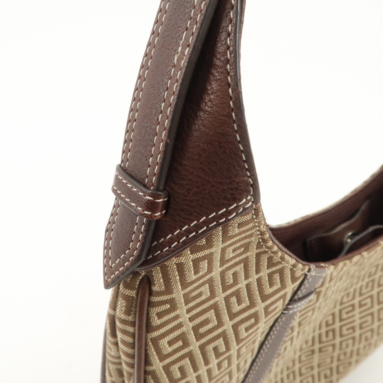 GIVENCHY 4G Logo Canvas Leather Hand Bag Shoulder Bag Beige Brown