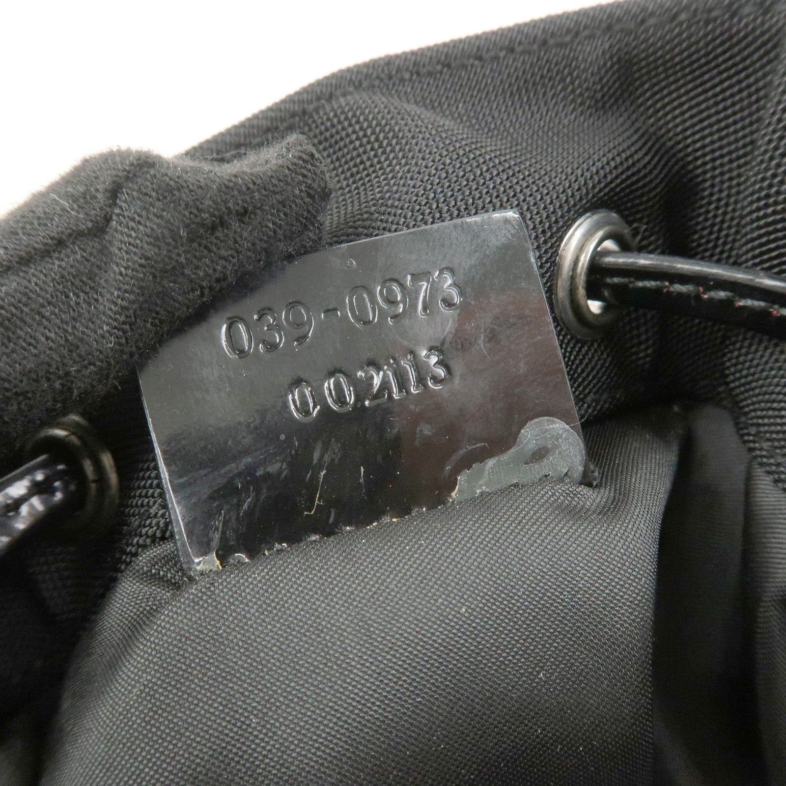 GUCCI Nylon Patent Leather Cosmetic Pouch Hand Bag Black 390・0973