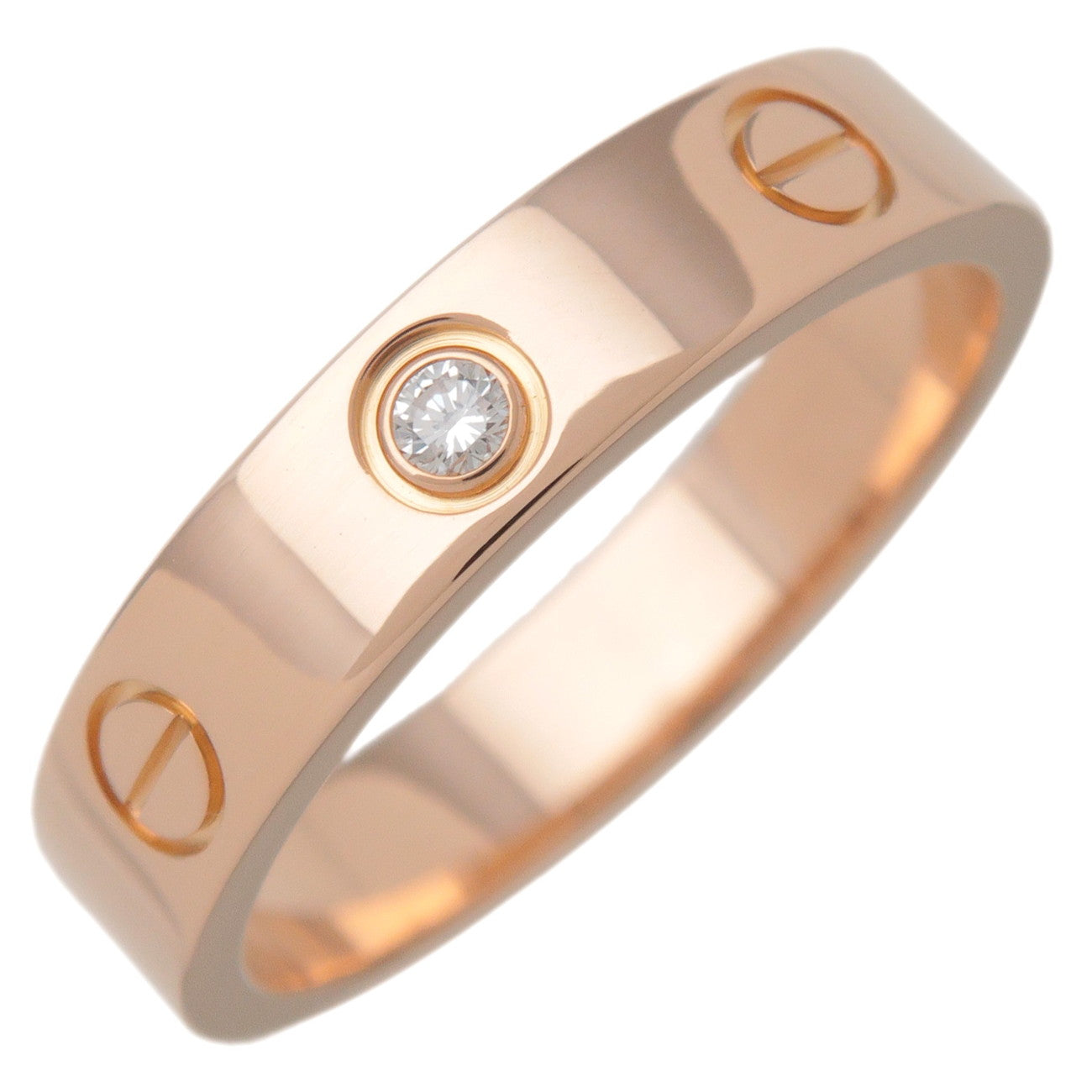 Cartier Mini Love 1P Diamond Ring K18 750PG Rose Gold #52 US6 EU52