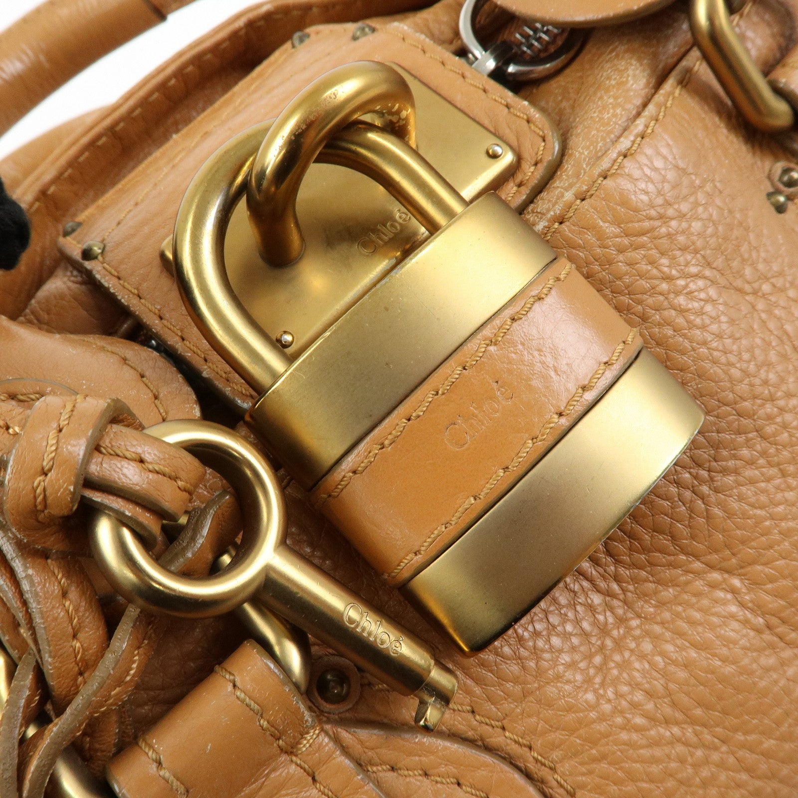 Chloe Paddington Medium Leather Hand Bag Shoulder Bag Brown