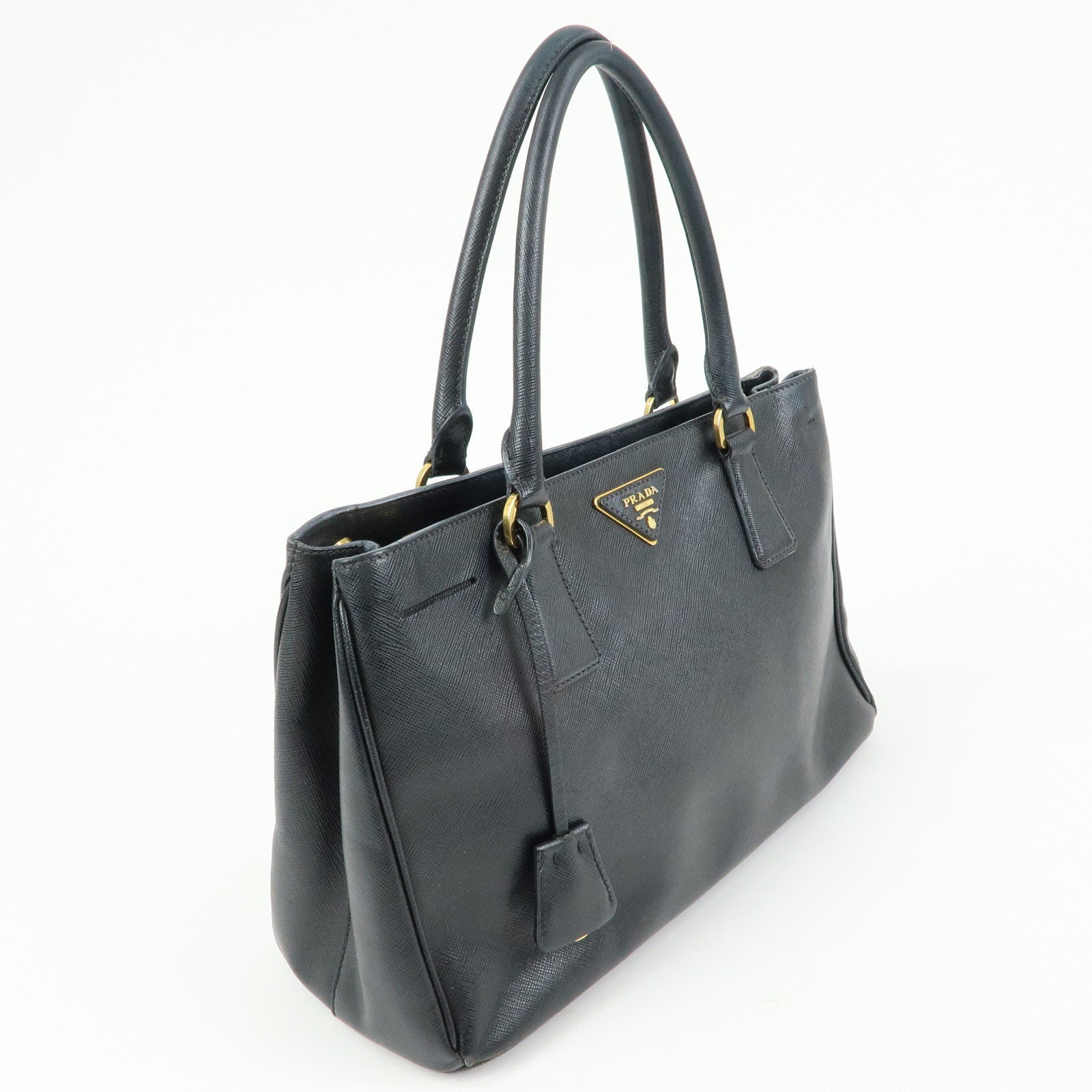 PRADA Triangle Logo Galleria Saffiano Leather 2Way Bag Black 1BA274