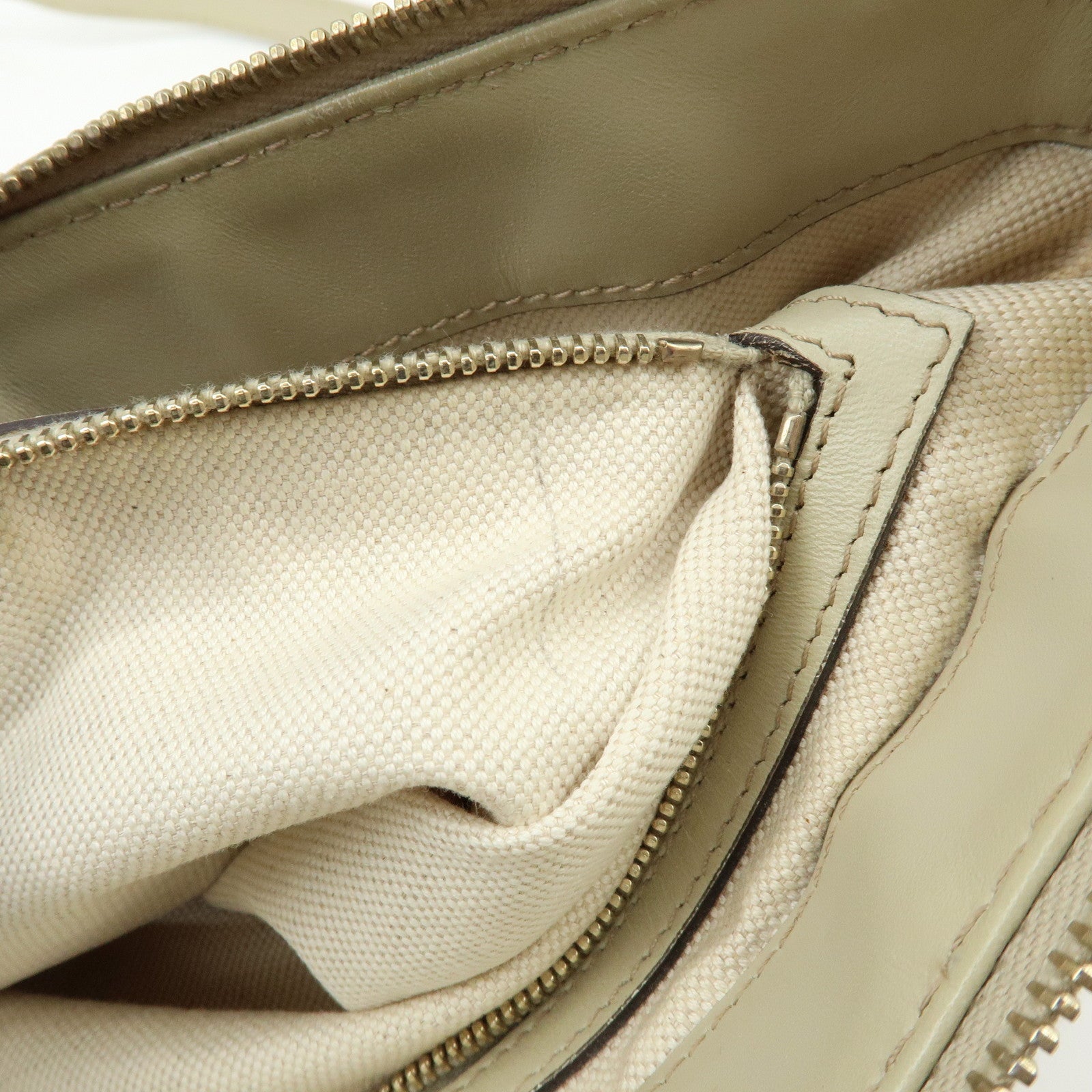 GUCCI Mayfair Sherry GG Canvas Leather Shoulder Bag Beige 257065