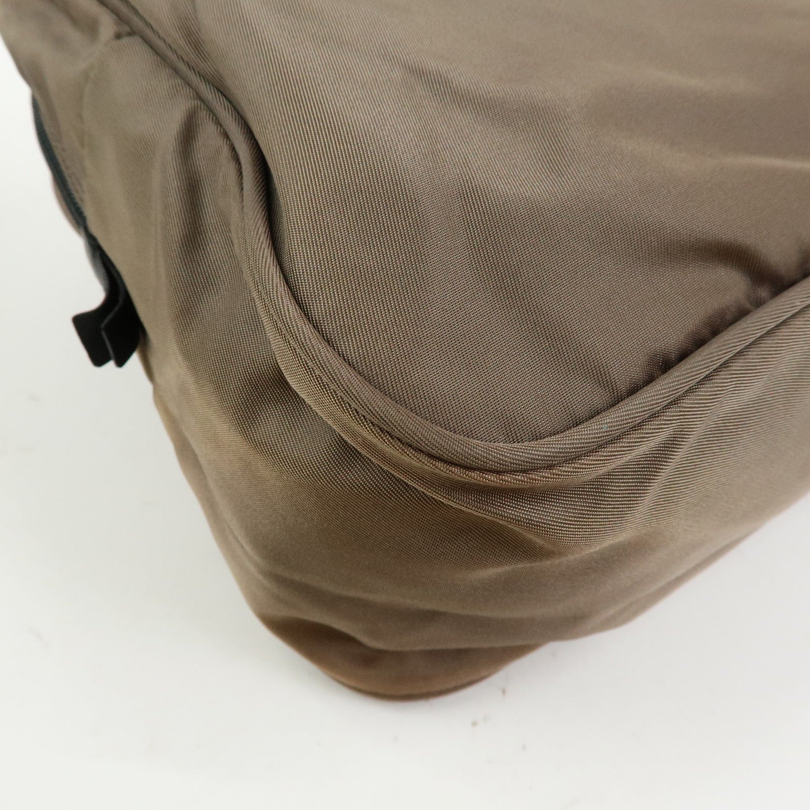 PRADA Triangle Logo Nylon Leather Hand Bag Brown Black