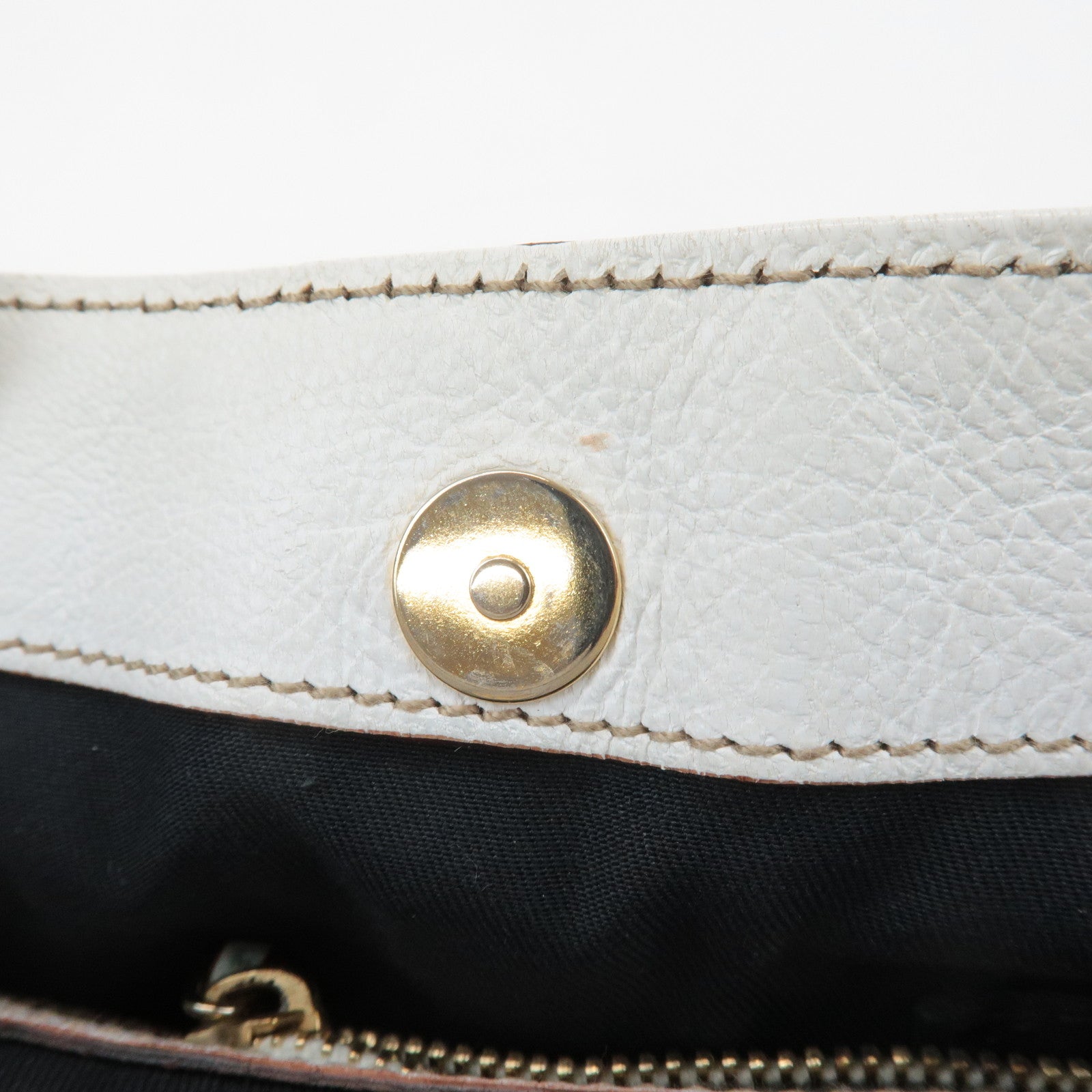 GUCCI Sherry Leather Chain Shoulder Bag Hand Bag White 153011 Used