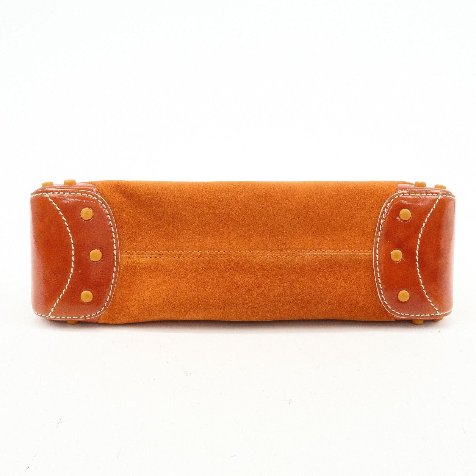 TOD'S Suede Patent Leather Shoulder Bag Hand Bag Orange