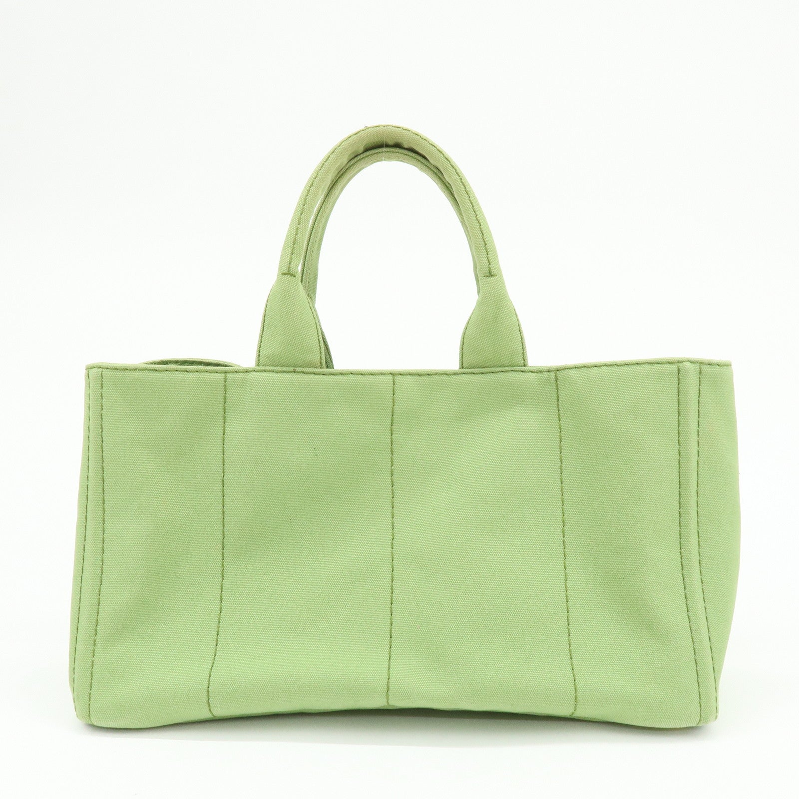 PRADA Canapa Large Triangle Logo Canvas Tote Bag Hand Bag B1872B