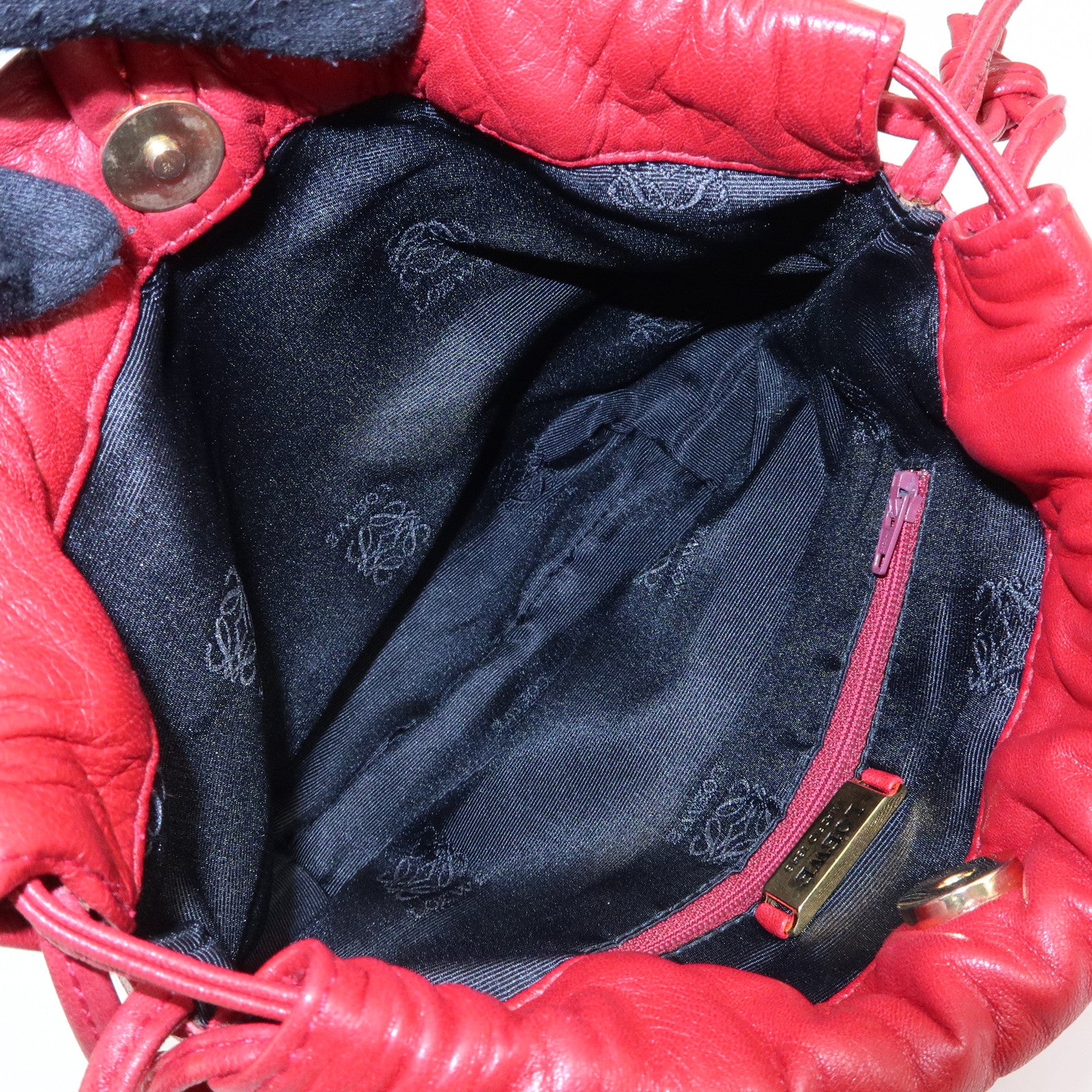 LOEWE Anagram Nappa Leather Shoulder Bag Crossbody Bag Red