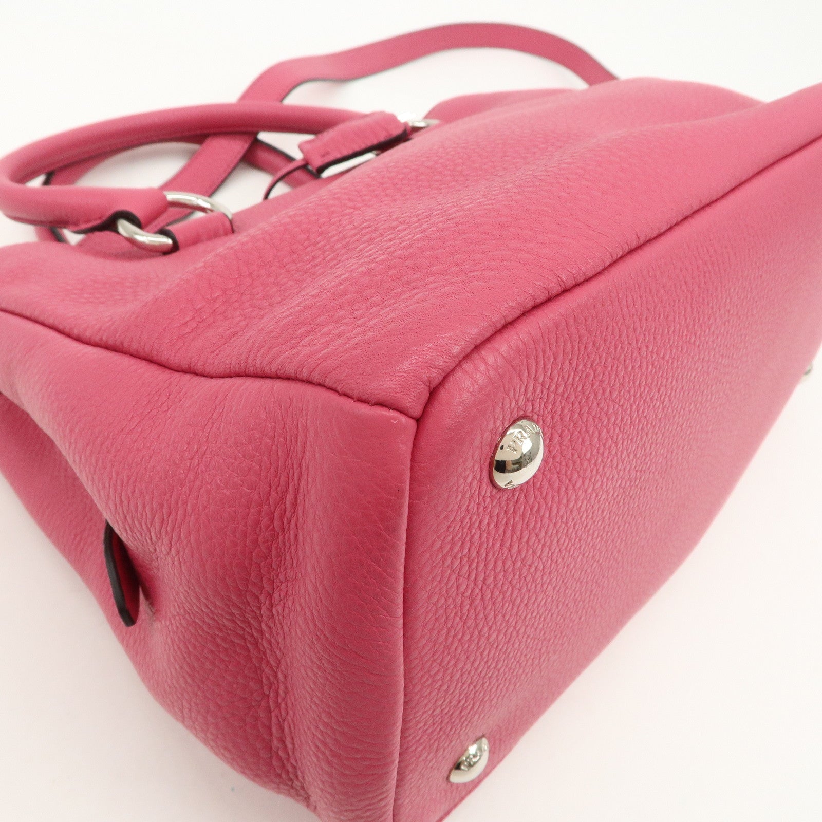 PRADA Triange Logo Leather 2Way Hand Bag Shouldr Bag Pink BN2853