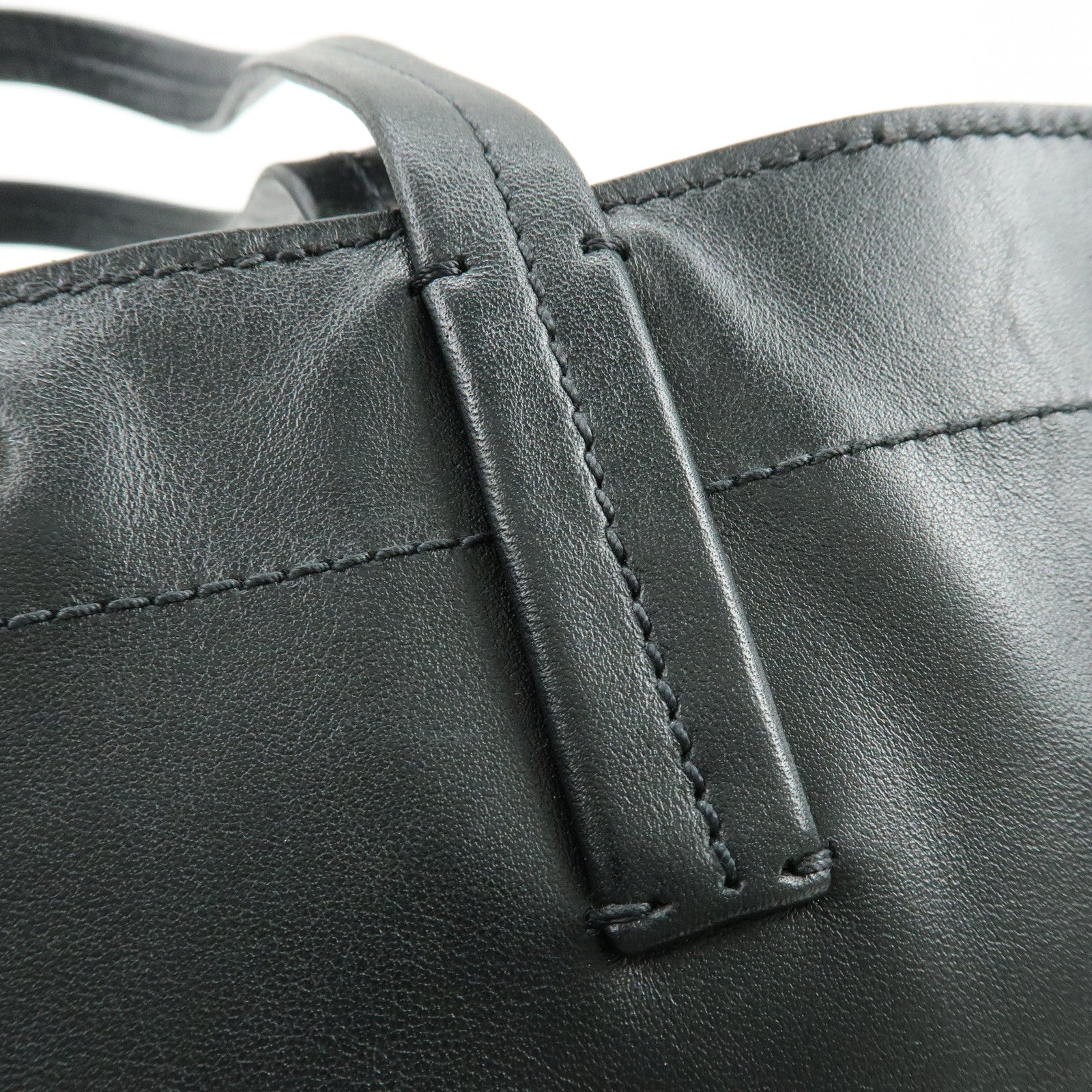 MIU MIU Logo Leather Tote Bag Shoulder Bag Hand Bag Black