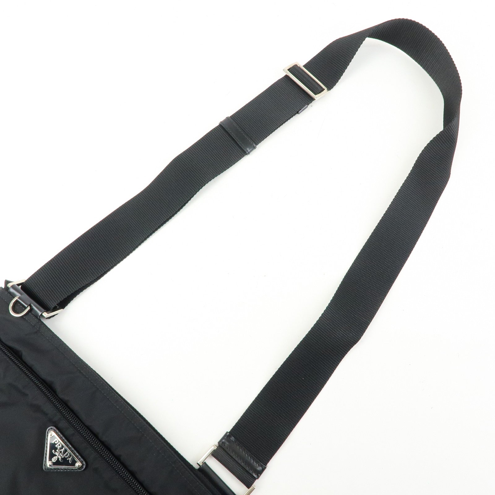 PRADA Triangle Logo Nylon Leather Shoulder Bag Crossbody Bag 2VH118