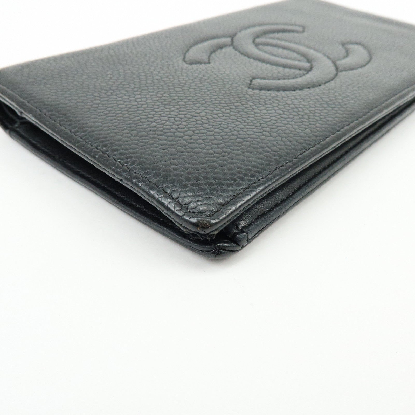 Chanel COCO Mark Caviarskin Long Flap Wallet Black