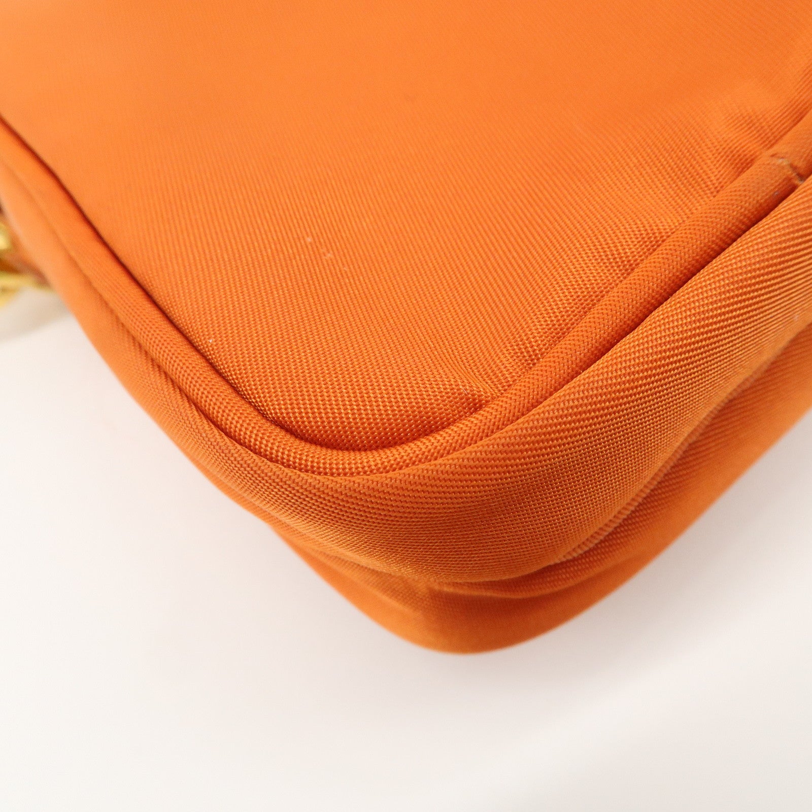 PRADA Triangle Logo Leather Nylon Smartphone Case Orange 2ZT012 Used
