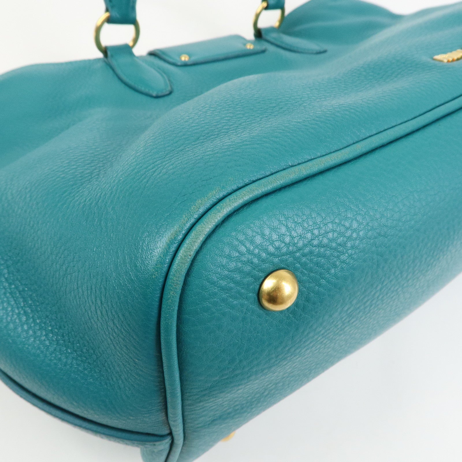 MIU MIU Logo Leather Shoulder Bag Hand Bag Green