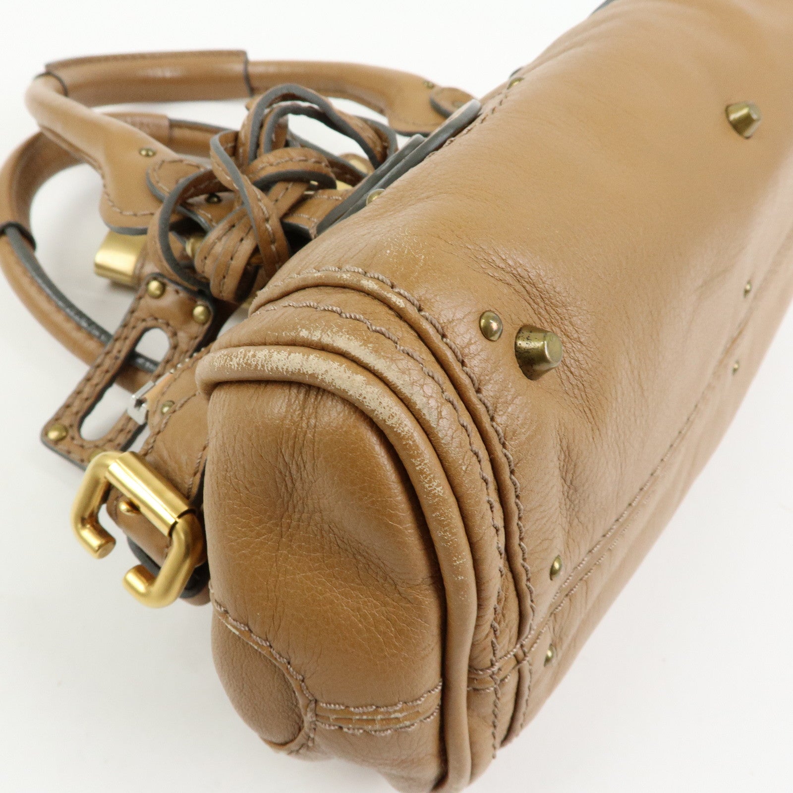 Chloe Paddington Leather Mini Hand Bag Boston Bag Brown