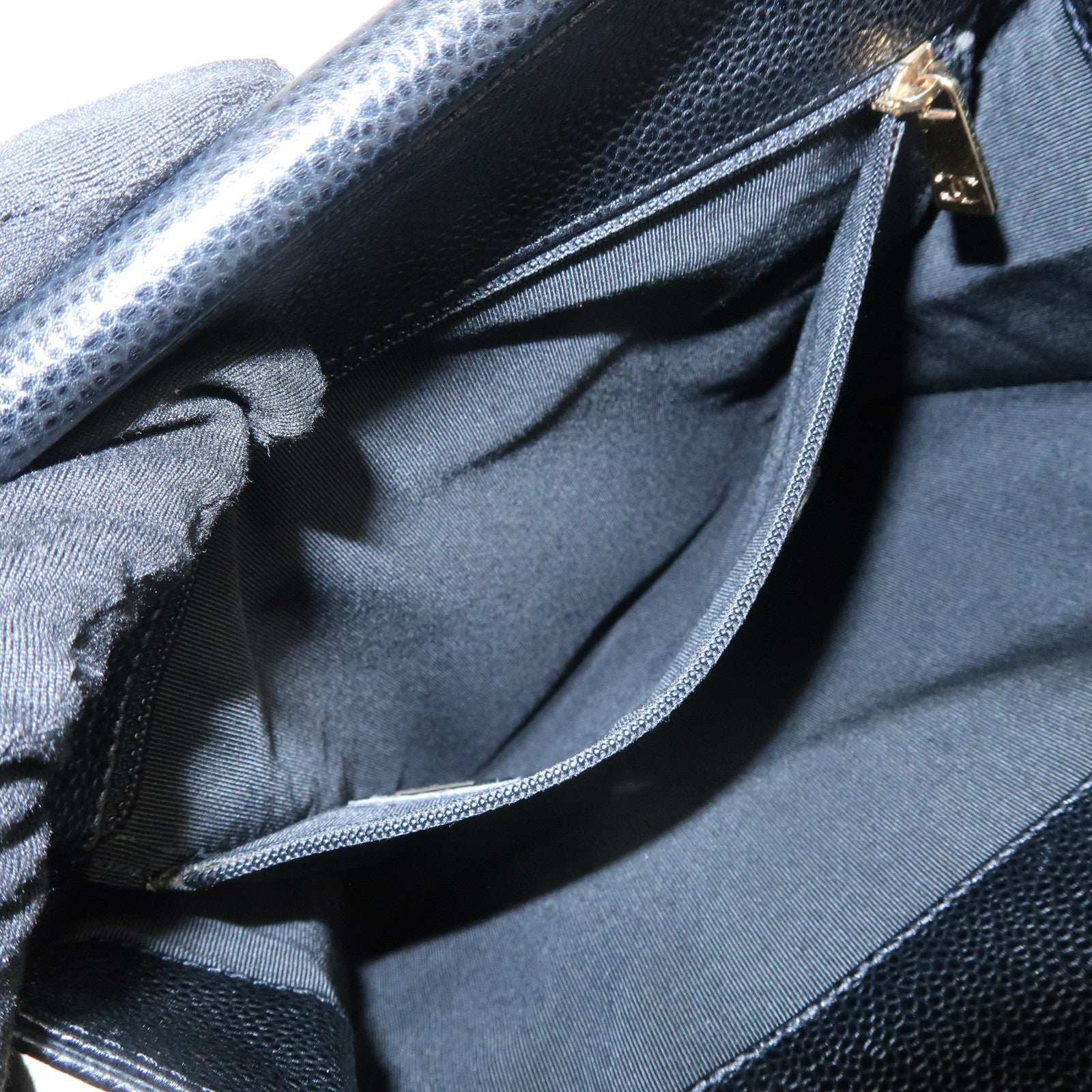 CHANEL COCO Mark Caviarskin Hand Bag Black Brown