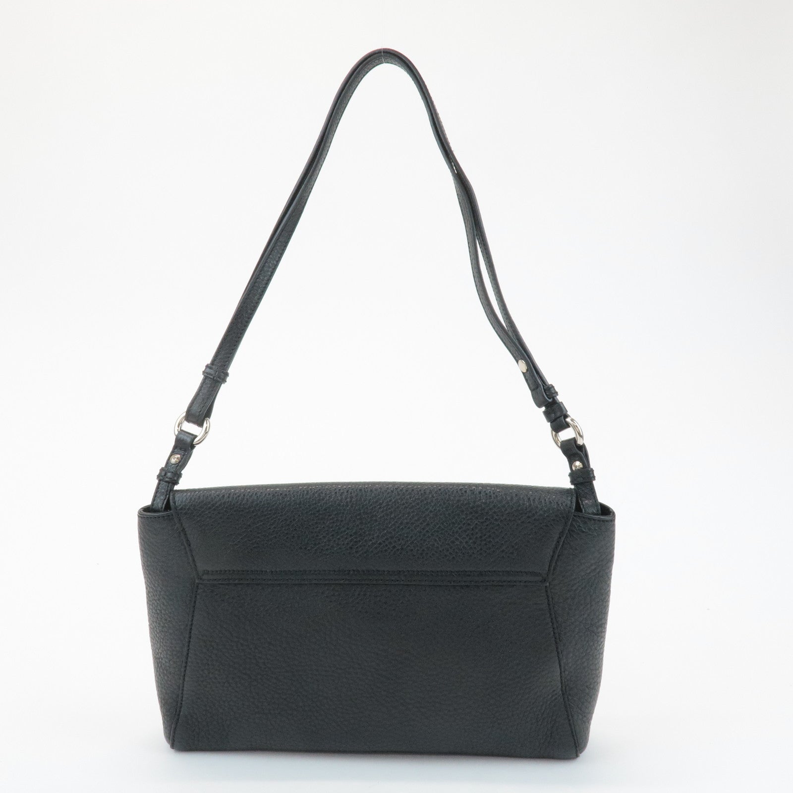 Ferragamo Gancini Leather 3Way Shoulder Bag Hand Bag Black Silver HDW Used