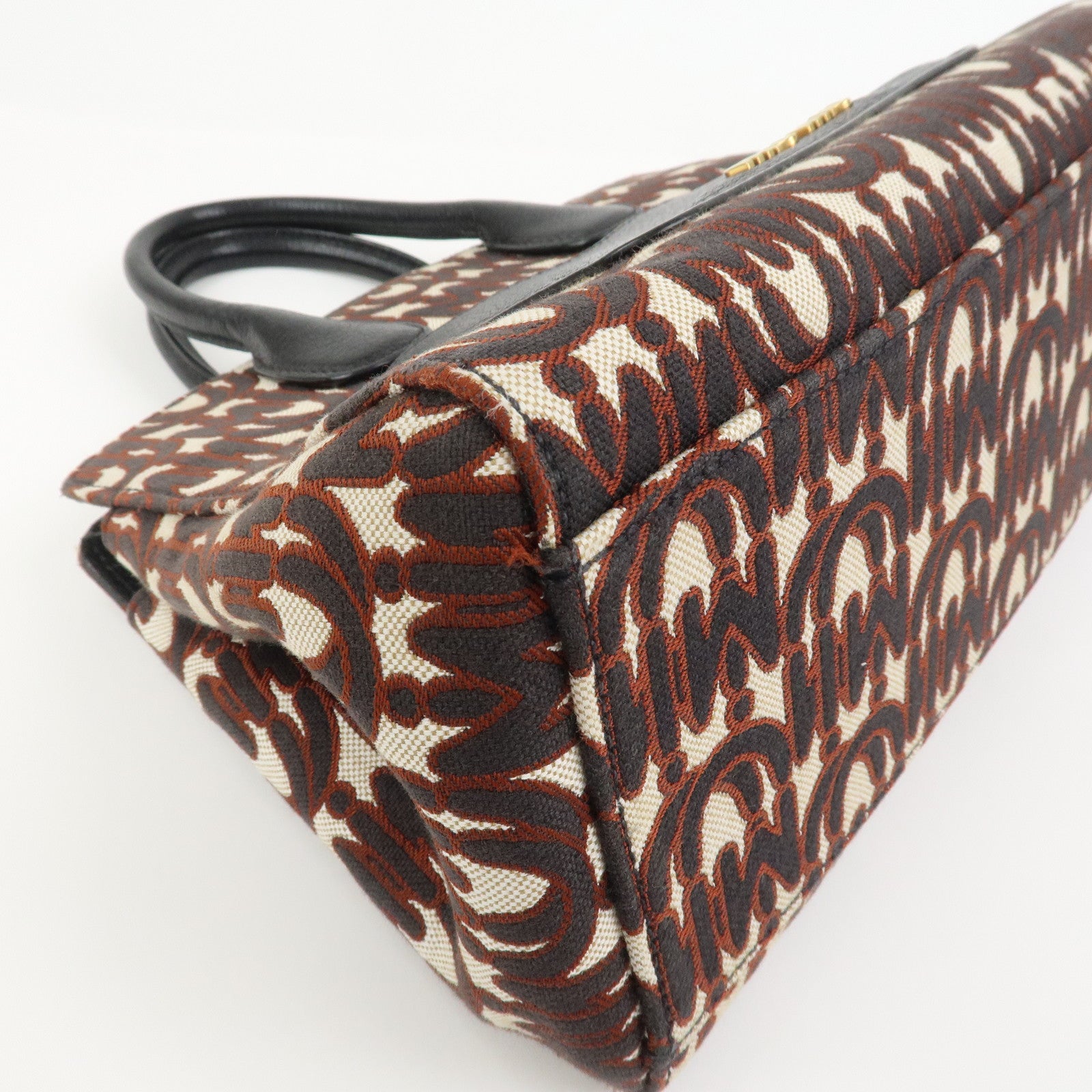 MIU MIU Jacquard Leather 2Way Bag Hand Bag Shoulder Bag 5BA130