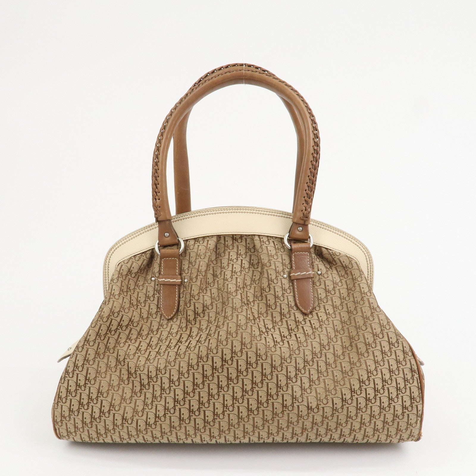 Christian Dior Trotter Canvas Leather Hand Bag Shoulder Bag Brown