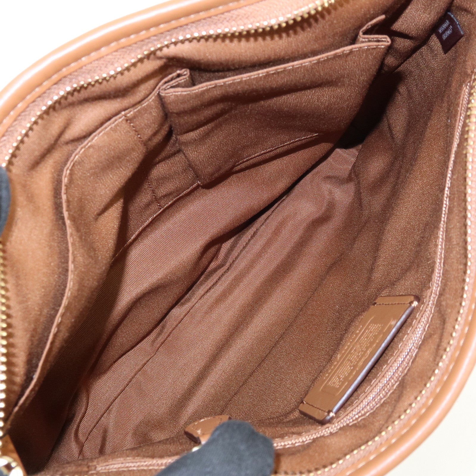 COACH Signature PVC Coated Canvas Leather Shoulder Bag Beige Brown
