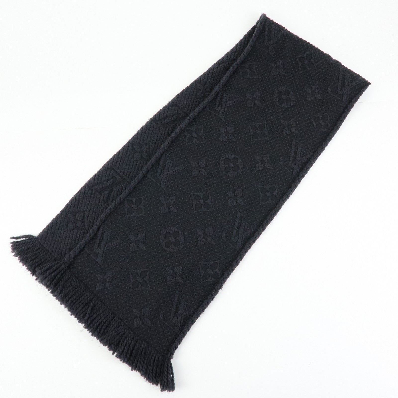 Louis Vuitton Echarpe Logomania Wool Silk Scarf Black M72431