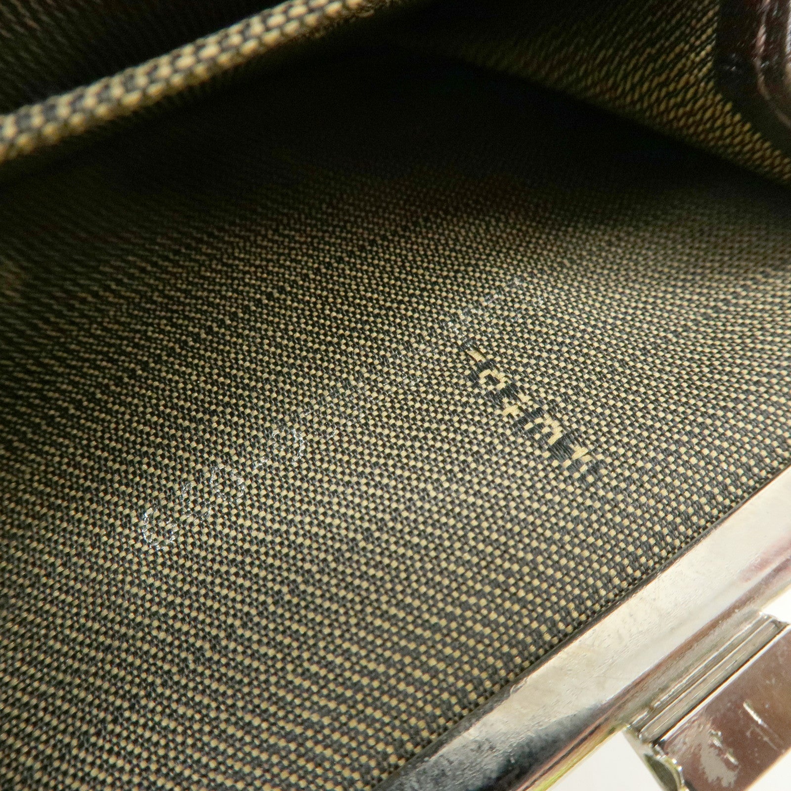 FEND Zucca Canvas Leather Compact Wallet Coin Case Brown